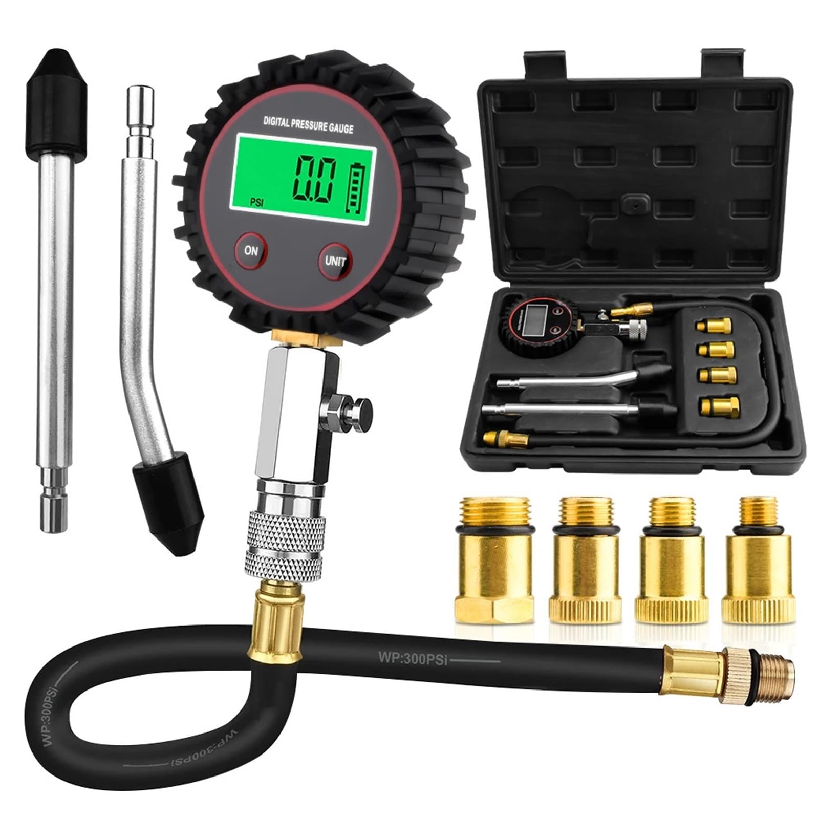 Allarme per Auto di Sensori Misuratore di Compressione Digitale per autoveicoli per Kit Prova della del Cilindro Motore a Benzina con Adattatore Monitor di Sicurezza per Pneumatici