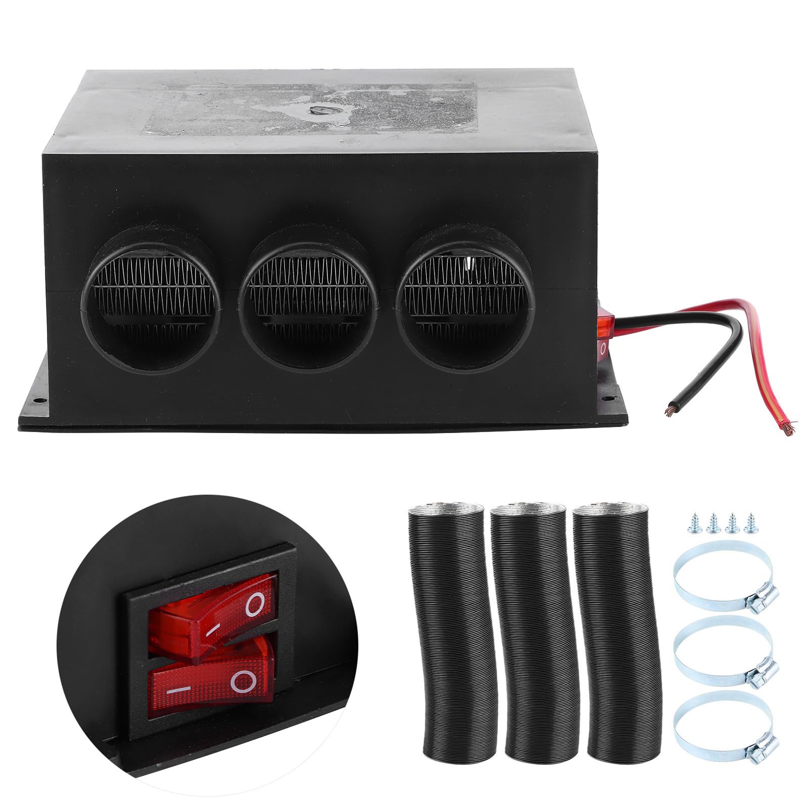 Calentador de Coche Portátil 12V, 3 Orificios de Calefacción Rápida con Función Desempañado y Desescarchado, para Parabrisas y Eliminación de Niebla, para Invierno, Viajes Diarios