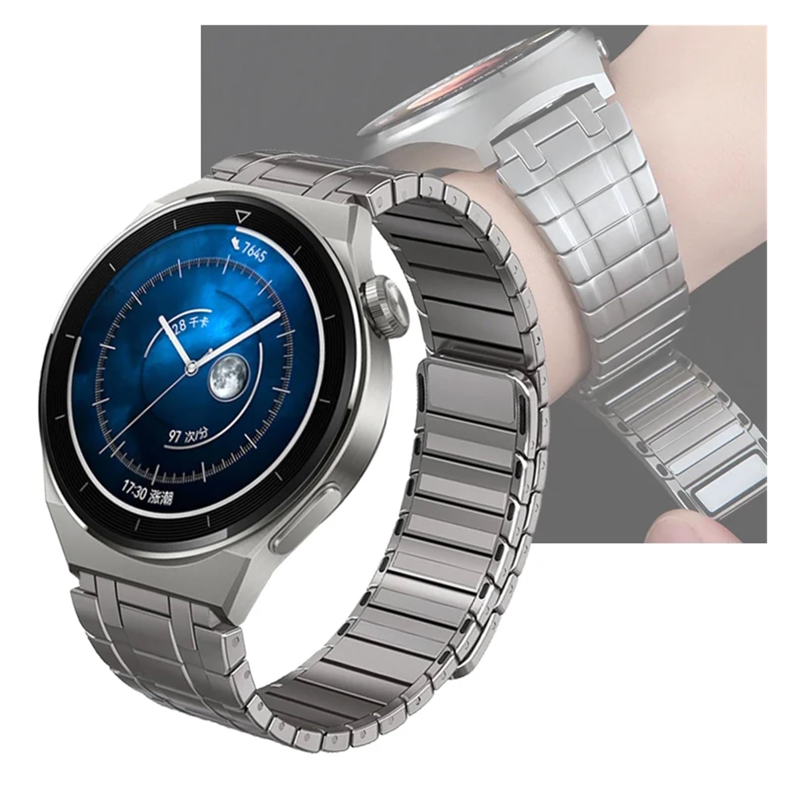 Bracelet magnétique en métal 22 mm Compatible avec la Montre GT 3 2 Pro 46 mm 42 mm 2E Bracelet en Acier Inoxydable Compatible avec la Montre GT3 Bracelet de Montre(Gray,Watch 4Pro)