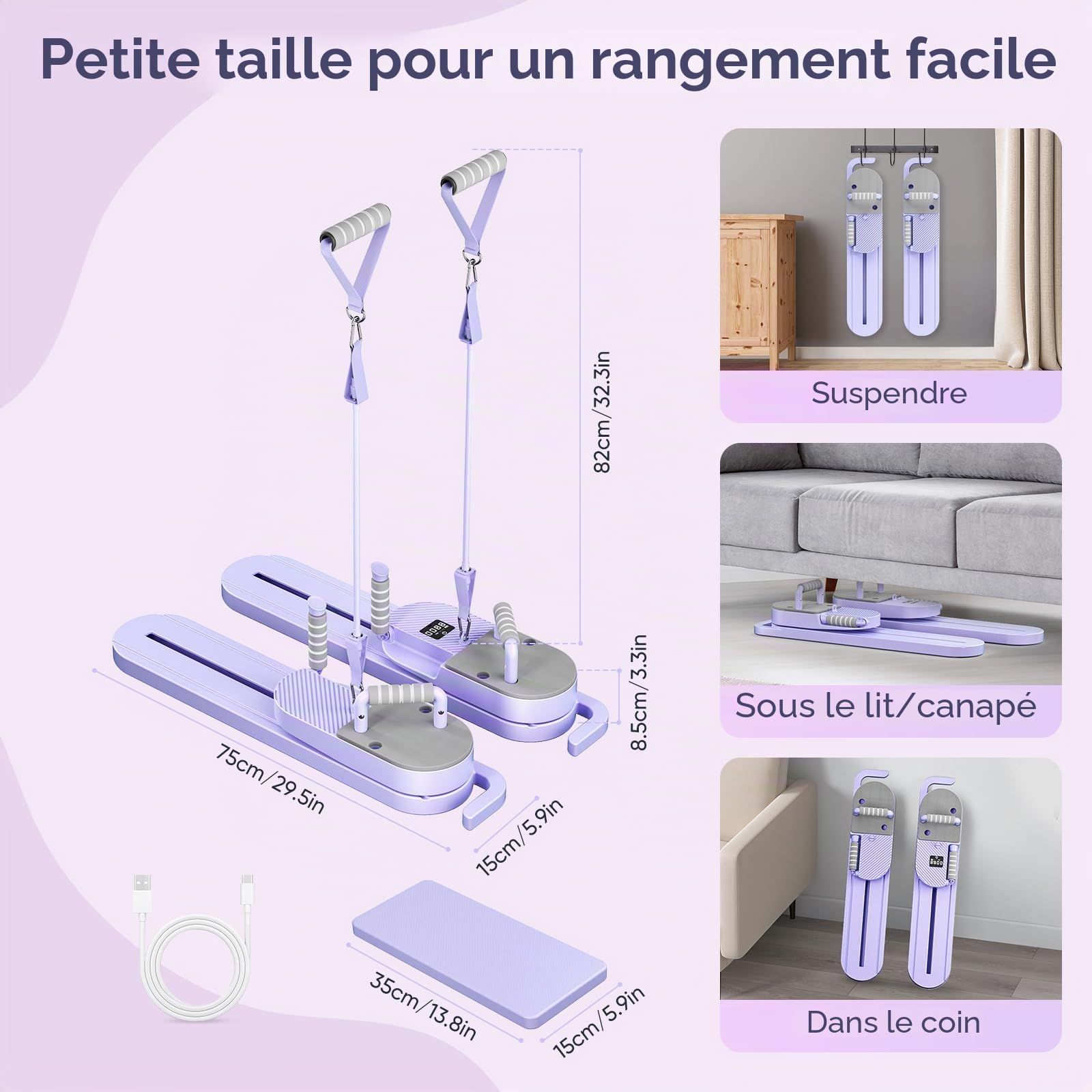 Appareil Pilates Reformer amélioré - Ensemble Multifonctionnel de Fitness et d'équipement Pilates avec équipement d'entraînement Abdominal, Planche multifonctionnelle pour Pompes