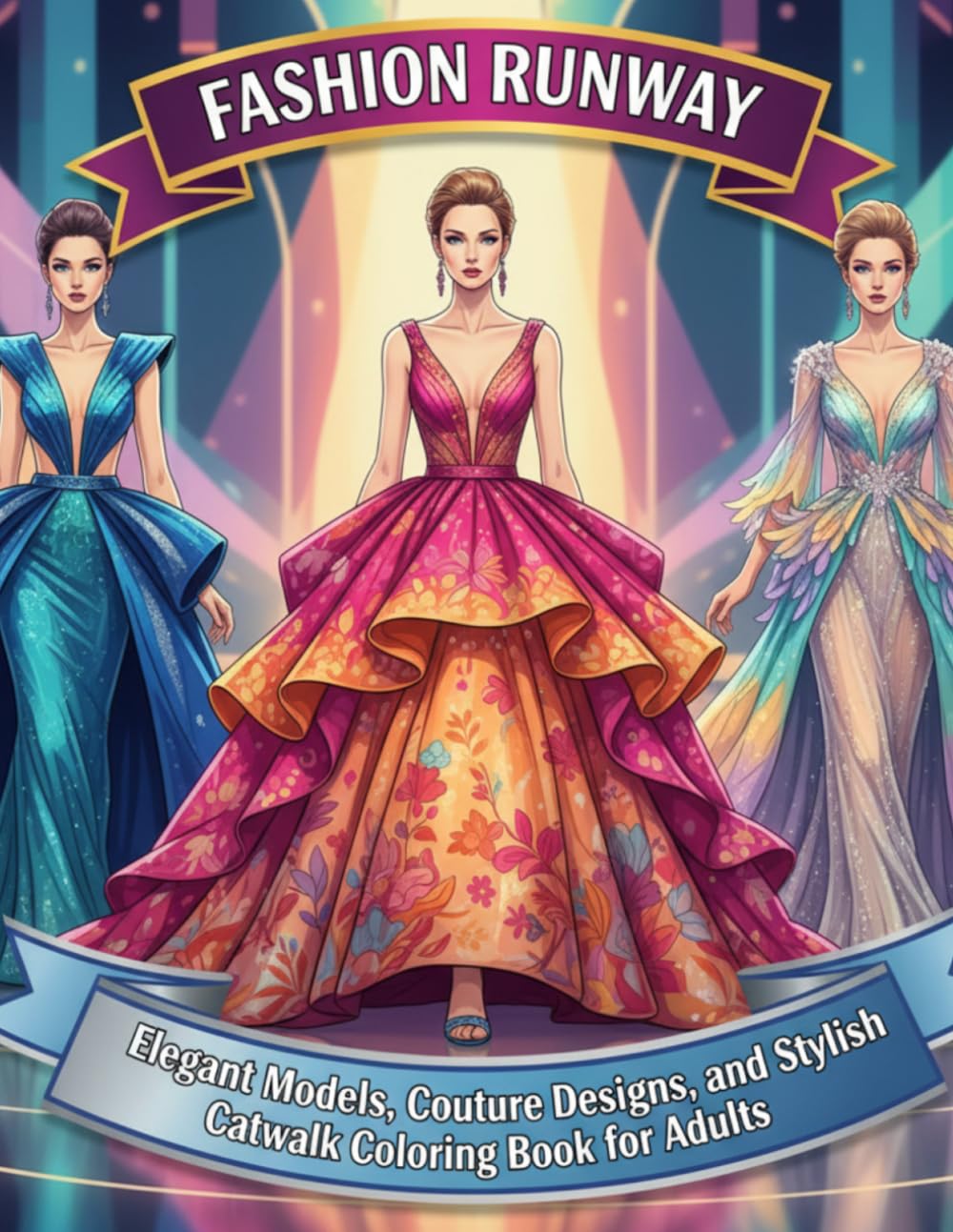 Fashion Runway: Elegant Models, Couture Designs, and Stylish Catwalk Scenes for Relaxation and Creative Coloring