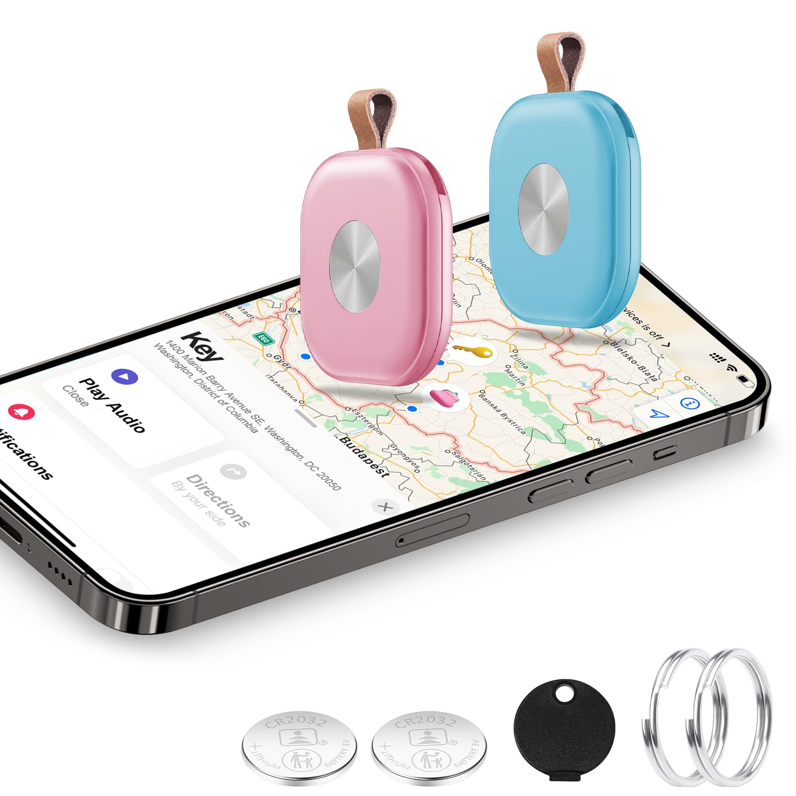 Traqueur d'air, localisateur de clés fonctionne avec Find My App (iOS uniquement), traqueur Bluetooth pour clés, bagages, valises, localisateur de clés avec son, étiquettes de suivi dans le monde