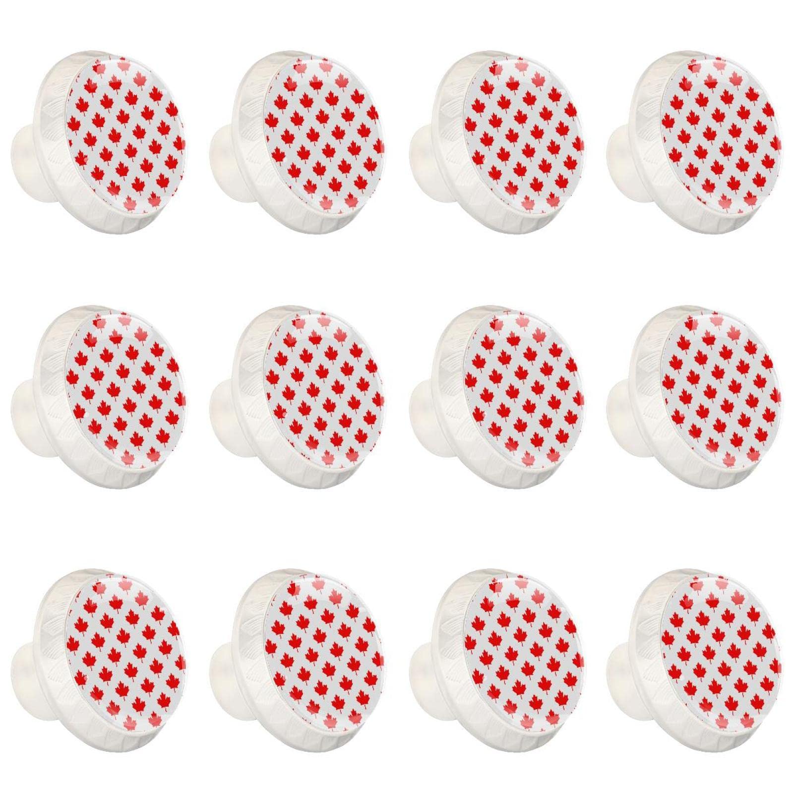 Poignées de cuisine en feuille d'érable blanche et rouge lot de 12 boutons de tiroir moderne