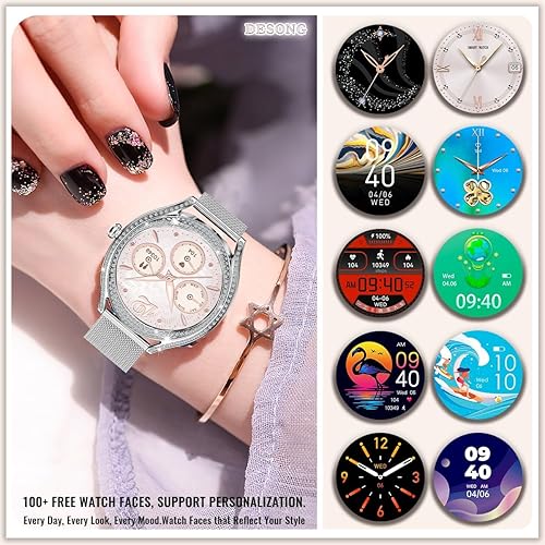 Miniatura 7 de Relojes inteligentes para mujer (respuestahacer llamada) para teléfonos Android iOS 1.28 pulgadas AMOLED Full Touch Bling Reloj inteligente para