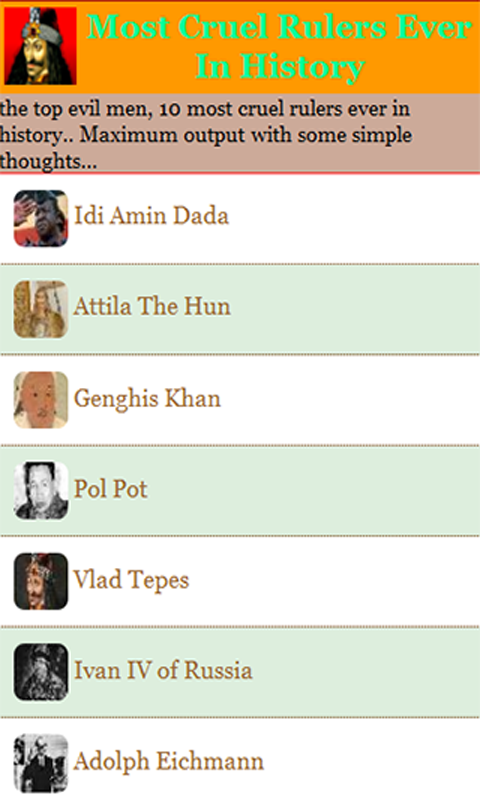 Most Cruel Rulers Ever in History - App on Amazon Appstore