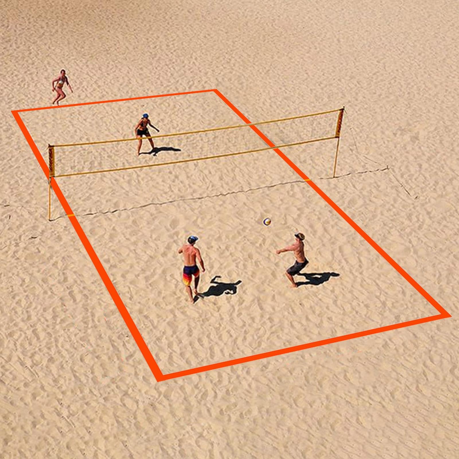 Sandvolleyball-Linien Abgrenzungsseil-Set Zubehörteile Für Sportplätze | Hinterhof-Volleyballplatz-Begrenzungslinien Für Rasen, , Gras, Park, Camping Und Picknick