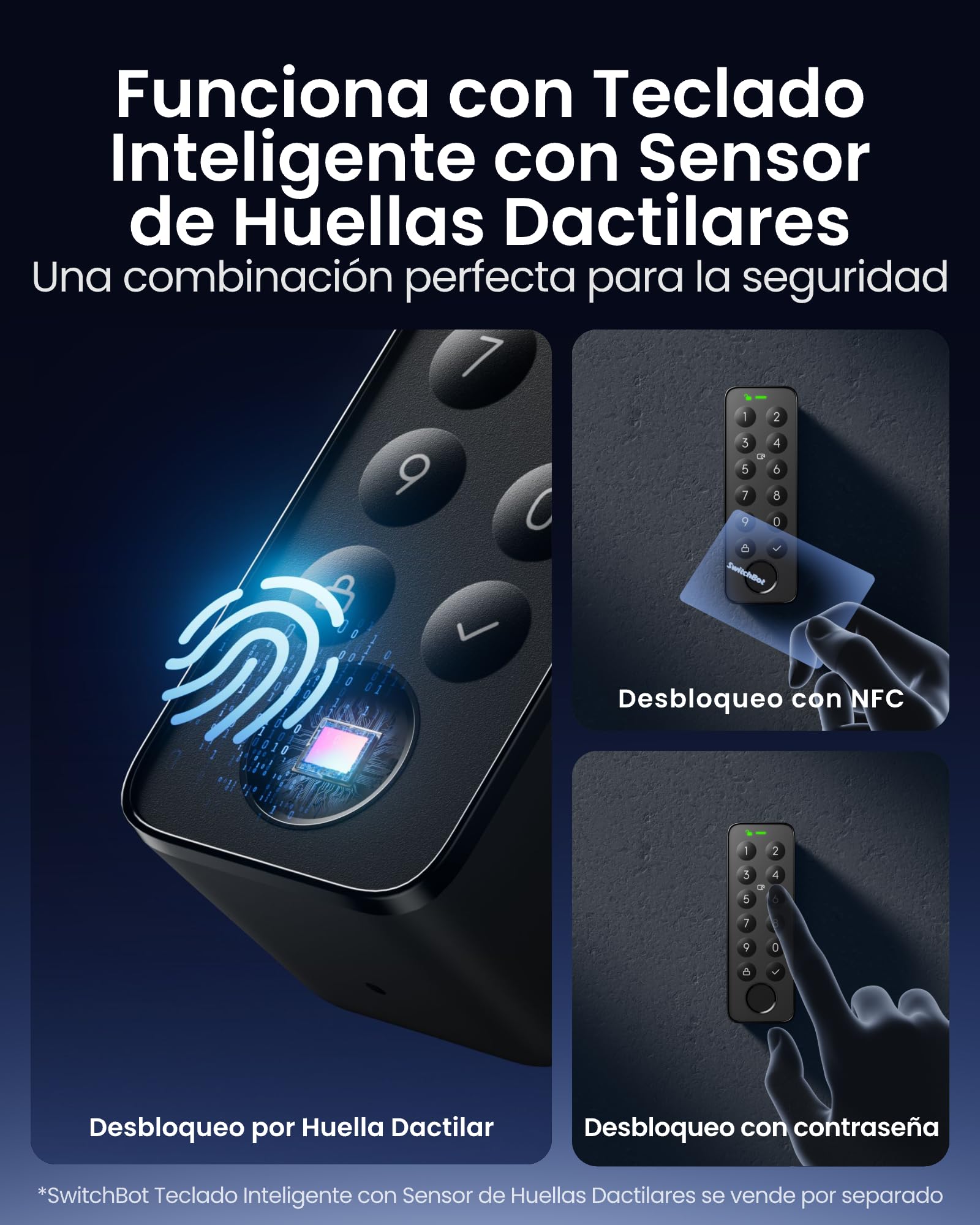 SwitchBot Cerradura Inteligente WiFi Pro con Teclado Táctil, Matter Over WiFi, Cerradura Electrónica con Batería Recargable, Desbloqueo vía App, Huella Digital, Alexa, Google, Compatible Apple Home