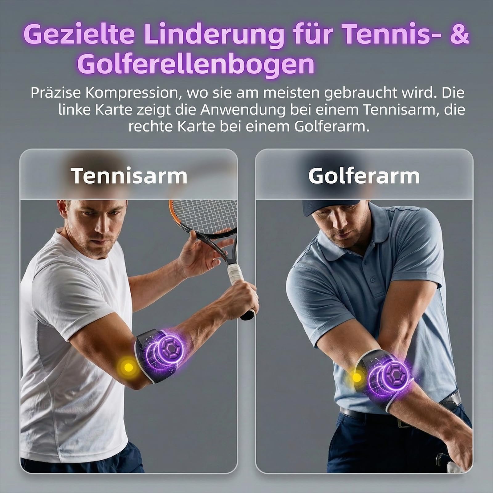 Ellenbogenbandage Tennisarm Bandage für Tennisarm und Golferarm ,Leichte Manschette fürTennisarm,Einstellbare Schmerzlinderung bei Epicondylitis für Sehnenentzündung,Arthritis,Rechts und Links Unisex