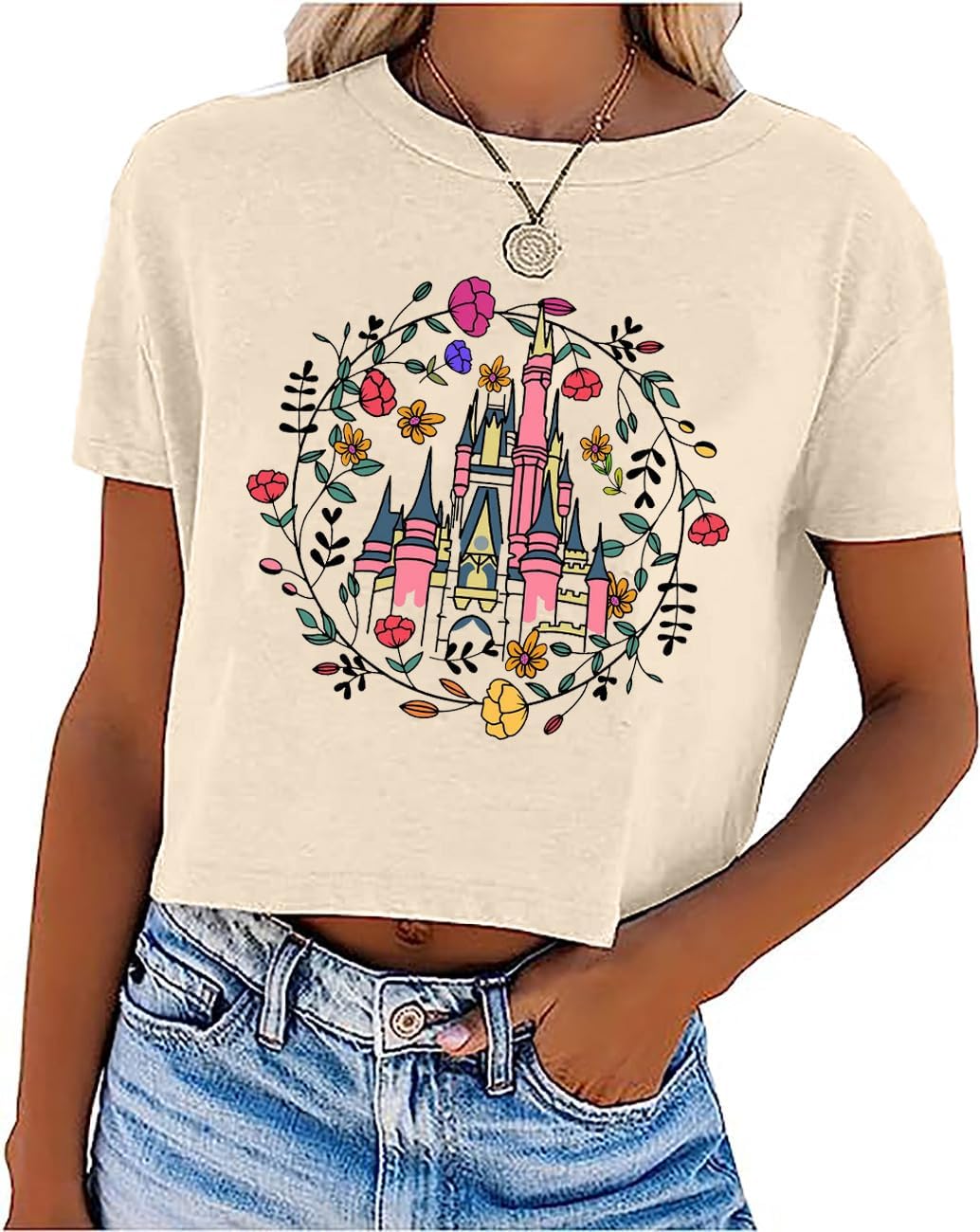 Magical Crop T Shirt for Women Magic Kingdom Shirt Family Vacation Tshirt Cute Castle Graphic Short Sleeve Tees
