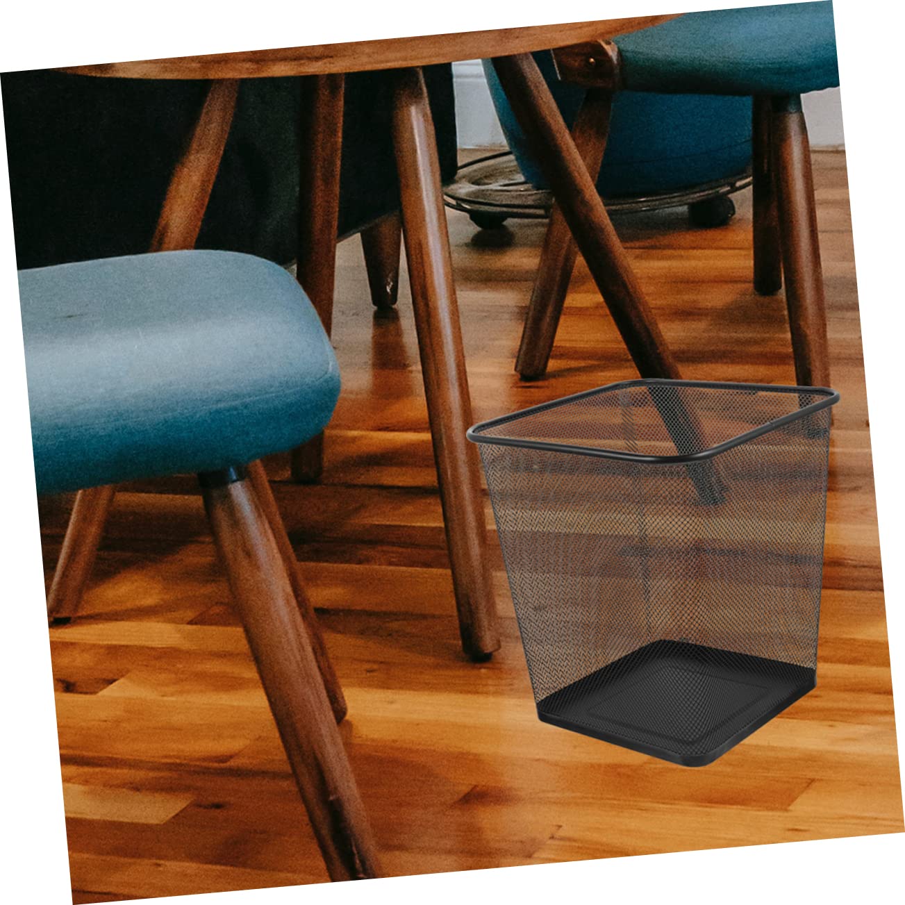 2pcs Metal Wire Waste Basket Sturdy Hollow Square Trash Can for Office and Home Black Recycling Bin Open Top Design