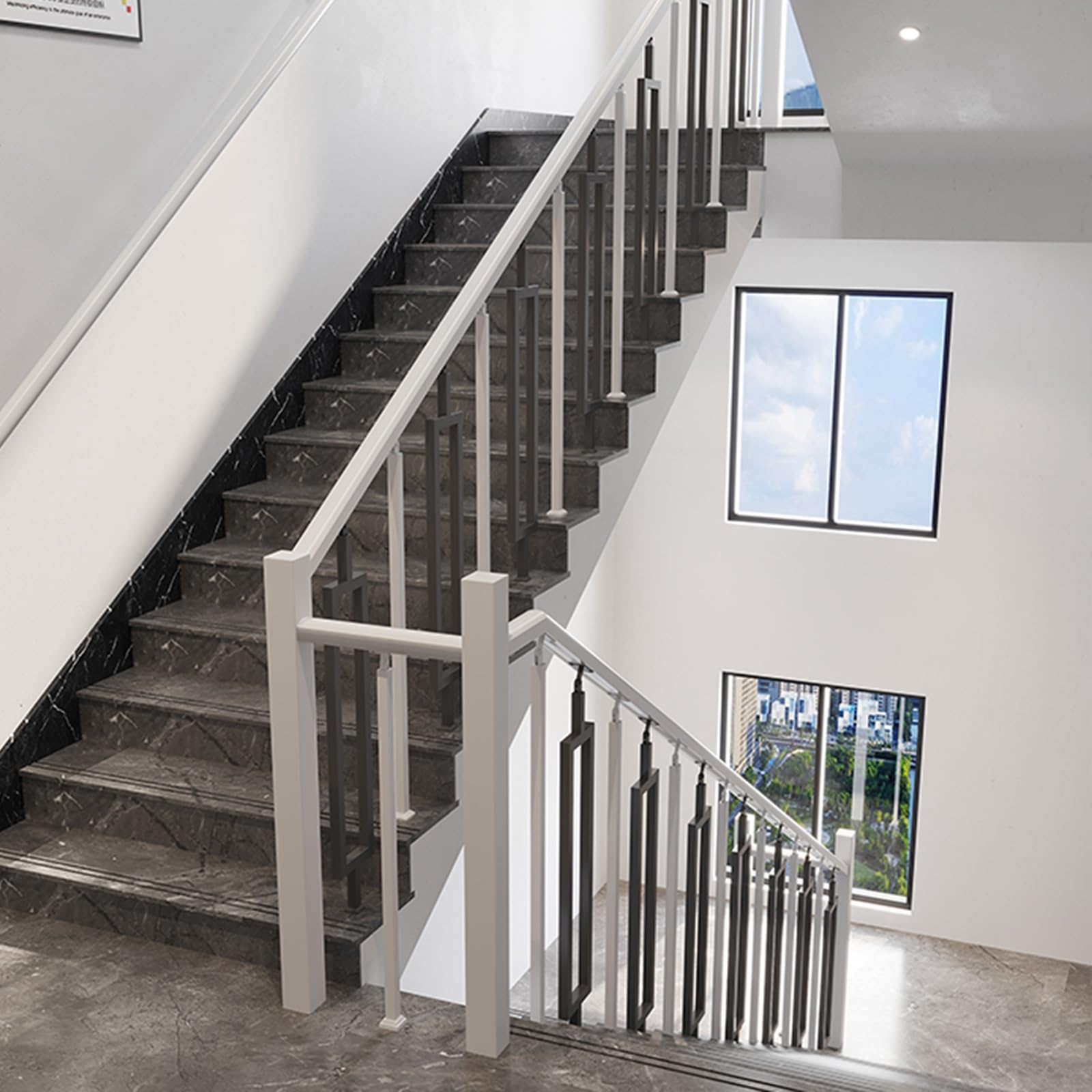 Metalowe balustrady białe i czarne wrzeciona DIY do wewnątrz grudnia balkony strychy i ganki łatwe w Quali