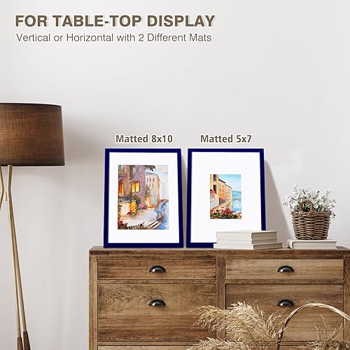 Vista 298 de KINLINK Marco de fotos A4 natural, de madera maciza con plexiglás acrílico para fotos A5 con paspartú o A4 sin paspartú, marco de fotos para mesa