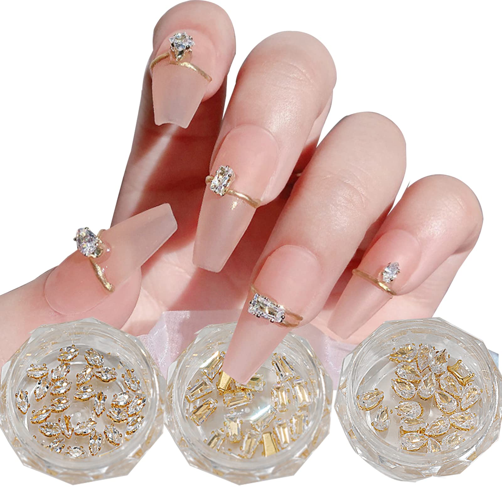 Multi-shape Glass Crystal AB Rhinestone Crystal Diamond Metal Chassis 3D Ornament Gemstone Elegant Rectangular Teardrop Horse Eye type For Women nail Art Supplies