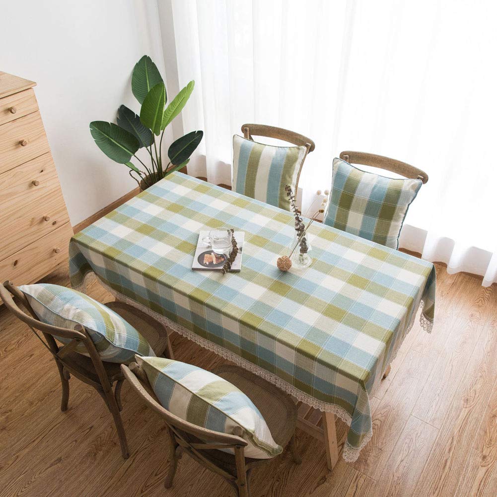 Nappe polyester rectangulaire motif plaid frais pour table basse