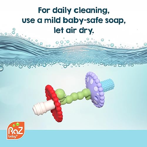 Miniatura 6 de RaZbaby Chompy - Varita de dentición de bebé hueco de silicona suave para dientes delanteros y molares traseros, desarrollo sensorial y diseño