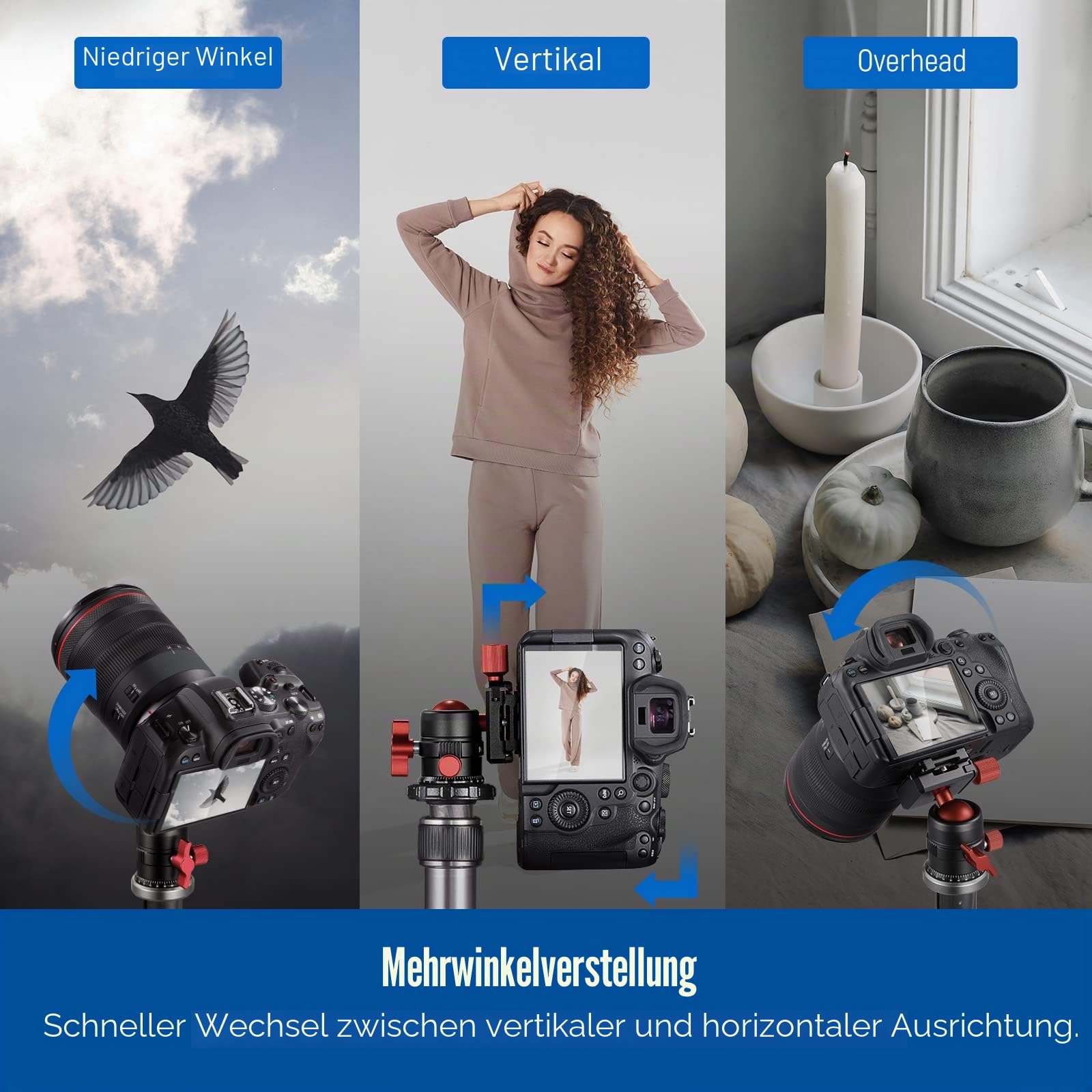NEEWER Stativkopf, 360° drehbarer Panorama Kugelkopf mit 1/4 Zoll Schnellwechselplatte für Stativ, Einbeinstativ, Slider, DSLR Kamera, Camcorder, maximale Belastung bis zu 5kg- GM28