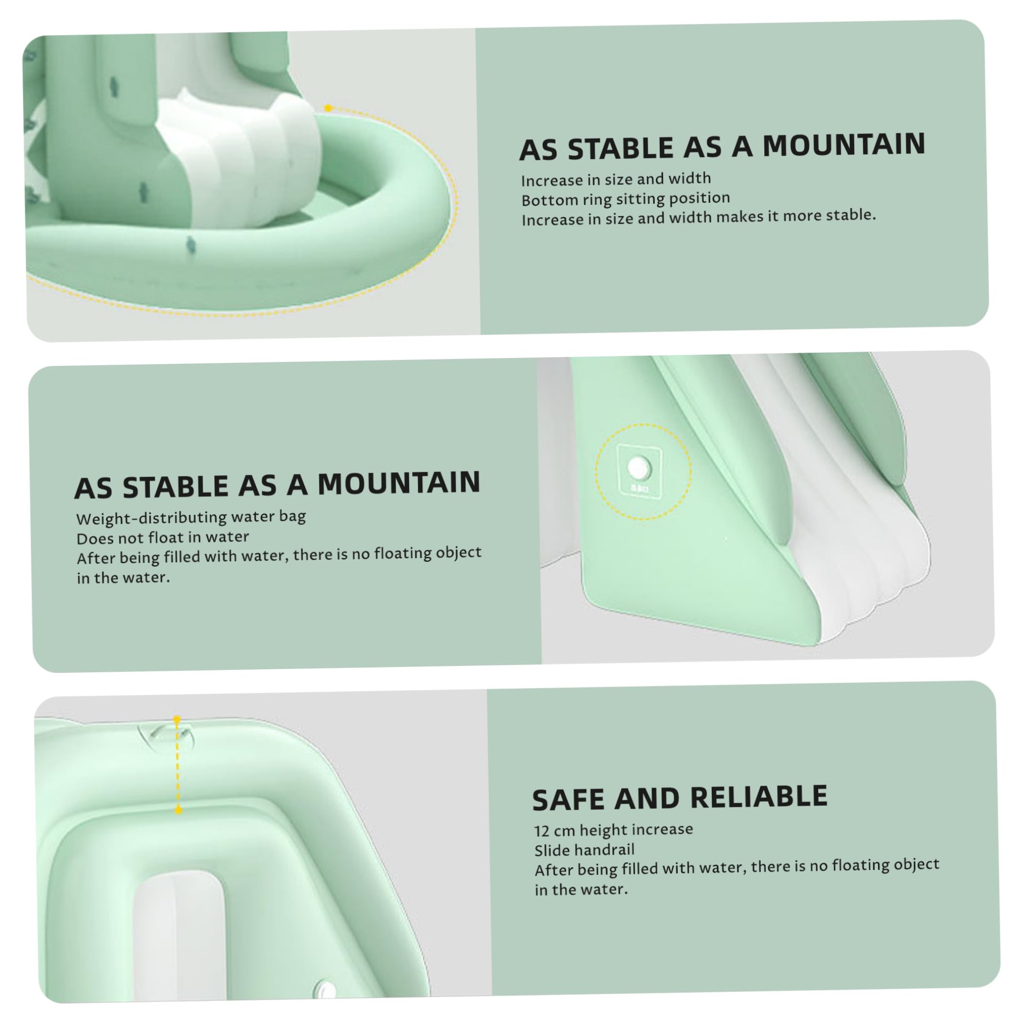 Tobogán acuático inflable para piscina, base ensanchada de PVC, juguete de patio de verano, fácil instalación y almacenamiento, verde claro