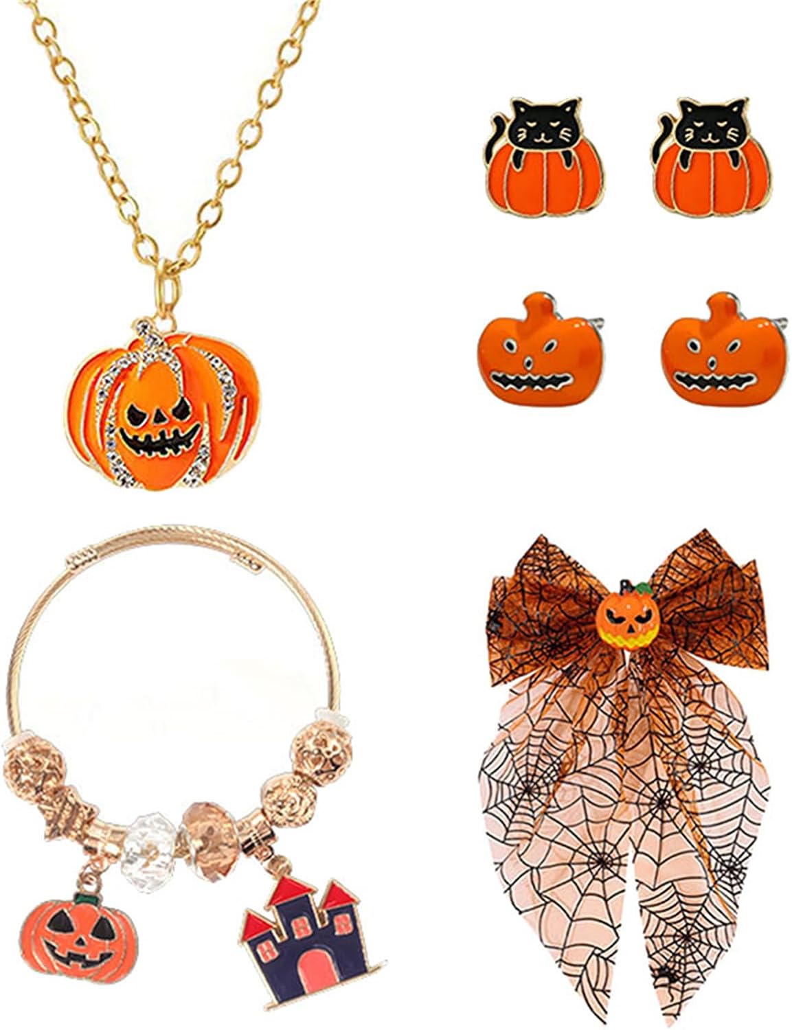 coadipress Pumpkin Jewelry Set for Women Pumpkin Necklace Earring