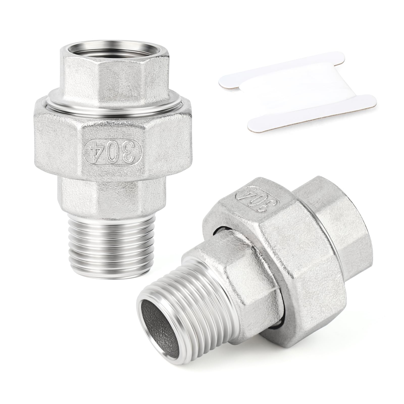 2 piezas 1" BSP 304 acero inoxidable hembra y macho accesorios de tubería, accesorios de unión, adaptadores roscados para agua/petróleo/gas