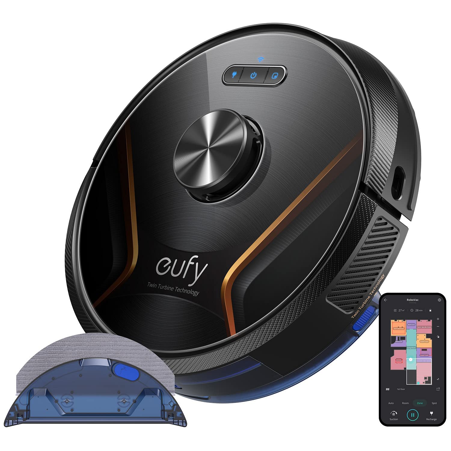 eufy Saugroboter mit Wischfunktion, RoboVac X8 Hybrid, 2X 2000Pa Saugleistung, iPath Lasernavigation, 2-in-1 Sauger & Wischmopp, AI. Map 2.0 Technologie, WLAN-Funktion (Generalüberholt)