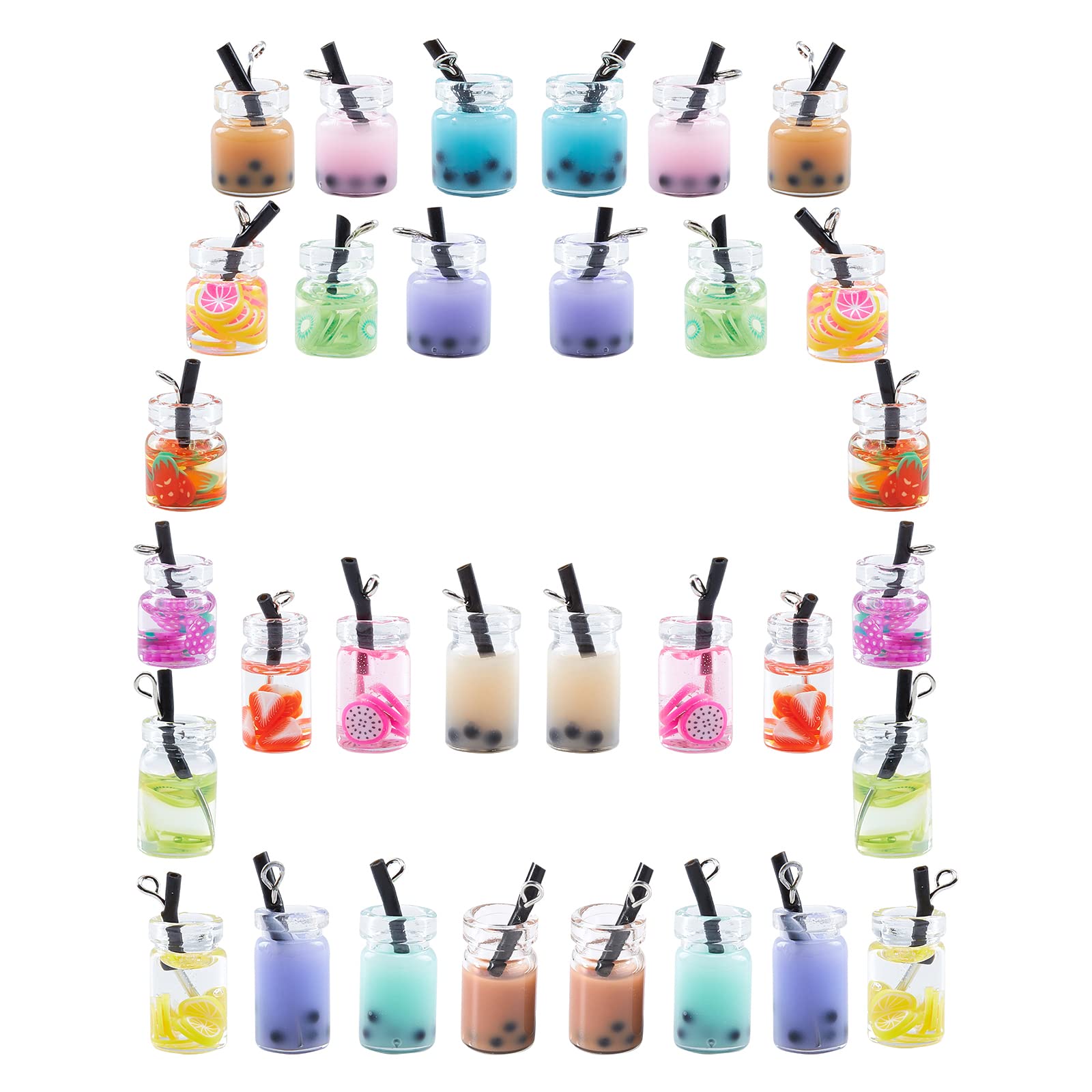 Breloques de thé au lait SUNNYCLUE 32 pièces en résine colorée pour création bijoux DIY