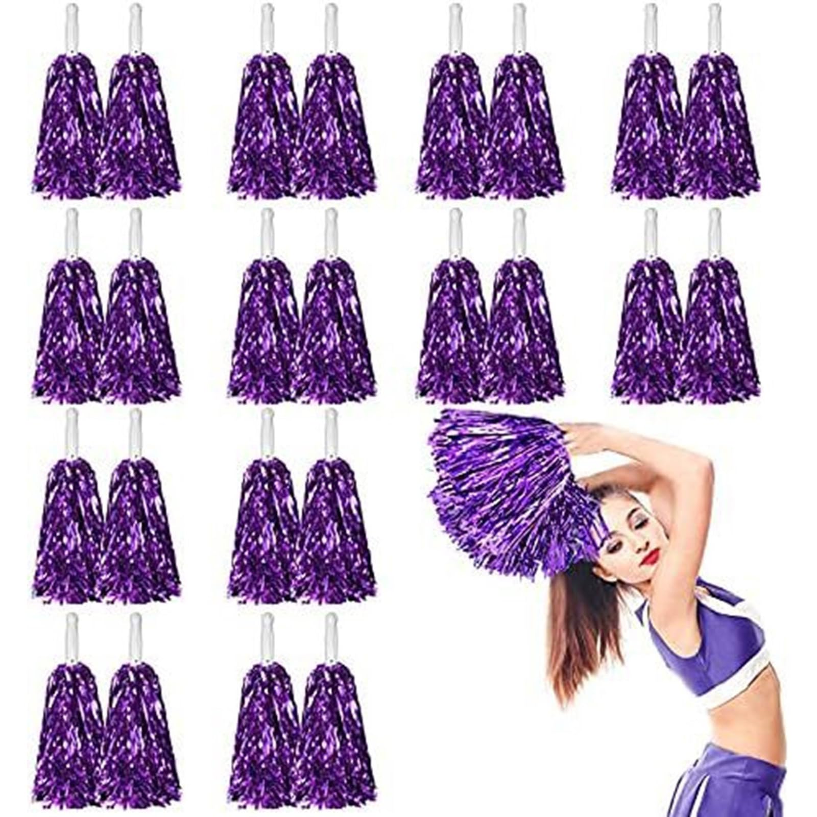 Glänzende Cheerleader-Pompons für Team-Wettbewerbe, festliche Feiern, buntes Cheerleader-Tanz-Pom-Set, 24 Stück