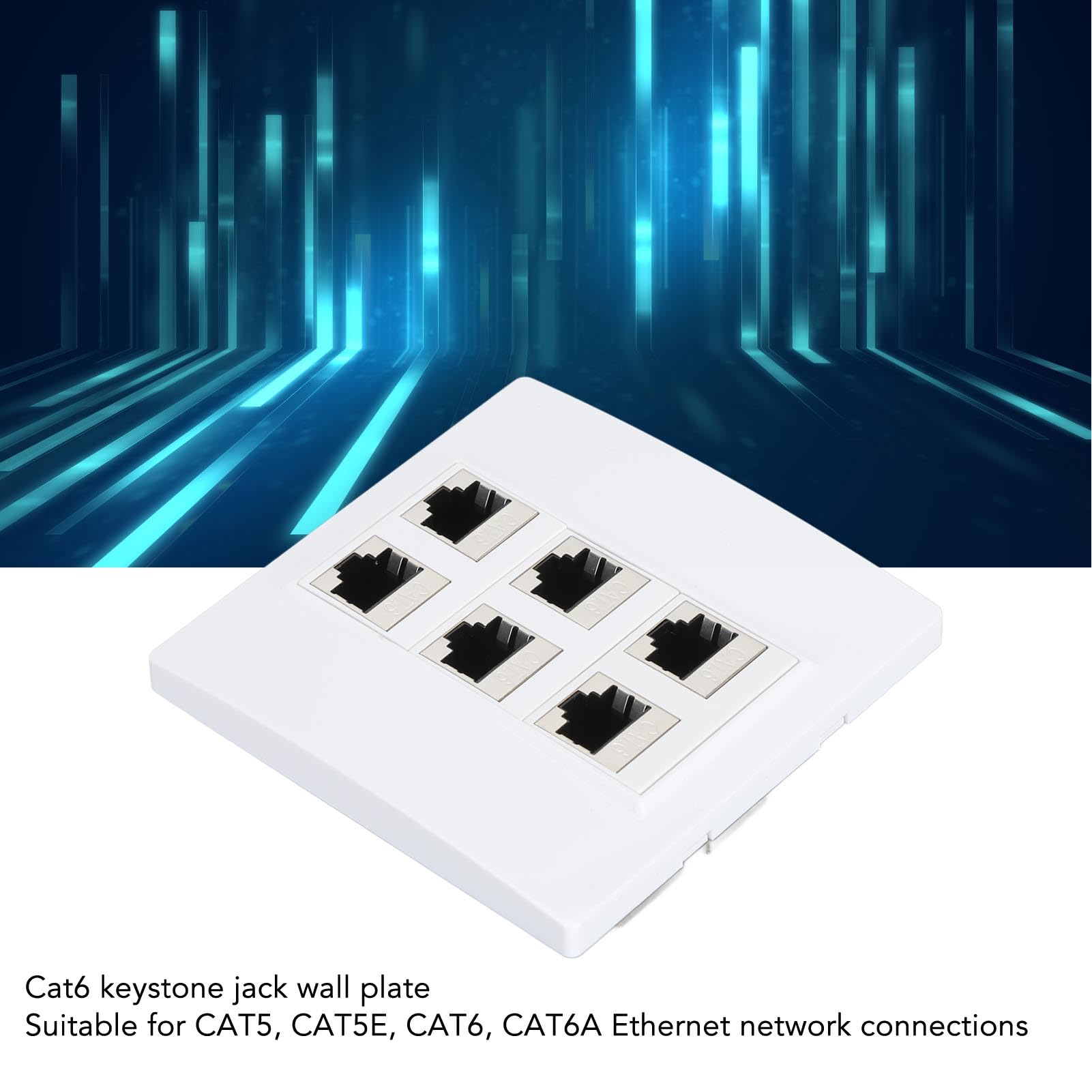 Presa per Piastra a Muro Ethernet Cat6, Piastra Jack per Accoppiatore a Muro Keystone a 6 Porte RJ45 da Femmina a Femmina