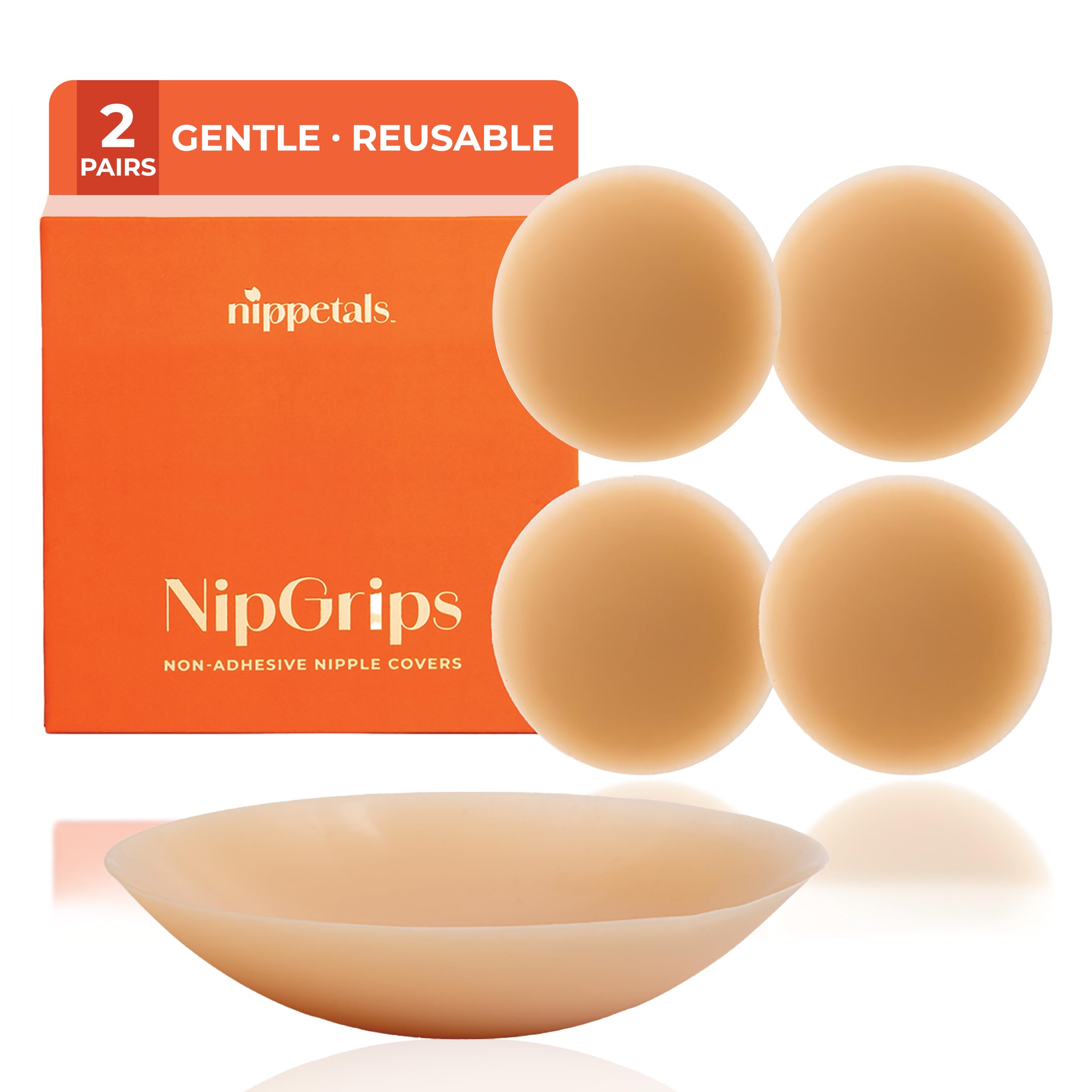 NipGrips Non-Adhesive Nipple Cover for Women | Reusable Silicone Breast Cups for Seamless Comfort | Waterproof, Sweatproof & Hypoallergenic | No-Glue Nipple Pasties | 4 Pcs