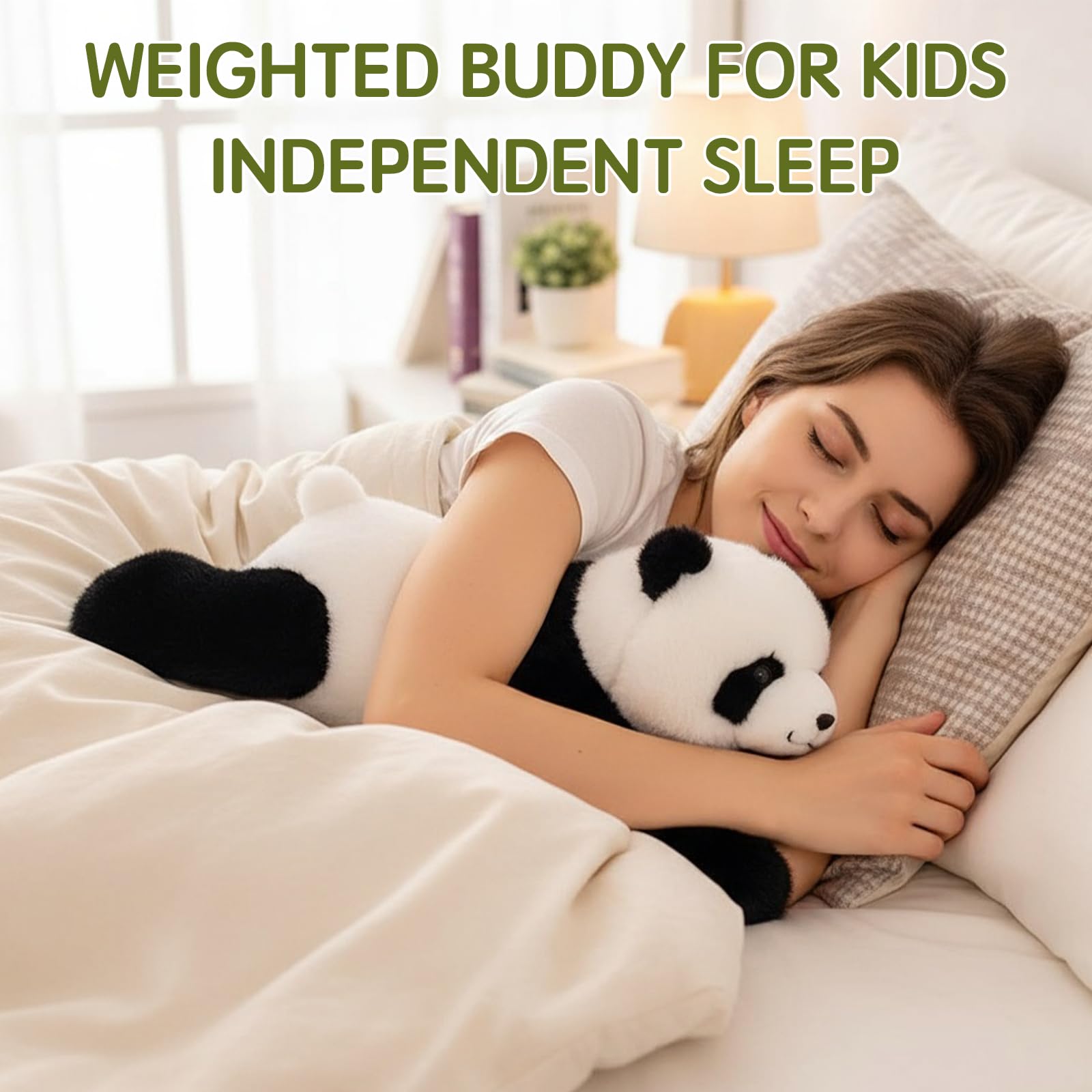 Weighted Plush Animals for Kids & Adults - Panda Teddy Bear Dinosaur Stuffed Toys, Hugging Pillow for Anxiety Relief & Sleep Support (Panda, 65cm) - 4