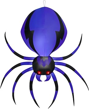6 Gemmy Airblown Inflatable Halloween Hanging Black and Purple Spider Yard Decoration 221569