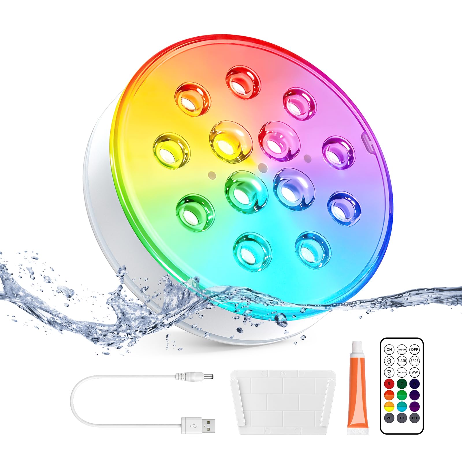 LOFTEK Pool Lights, Rechargeable Submersible LED Lights with Remote