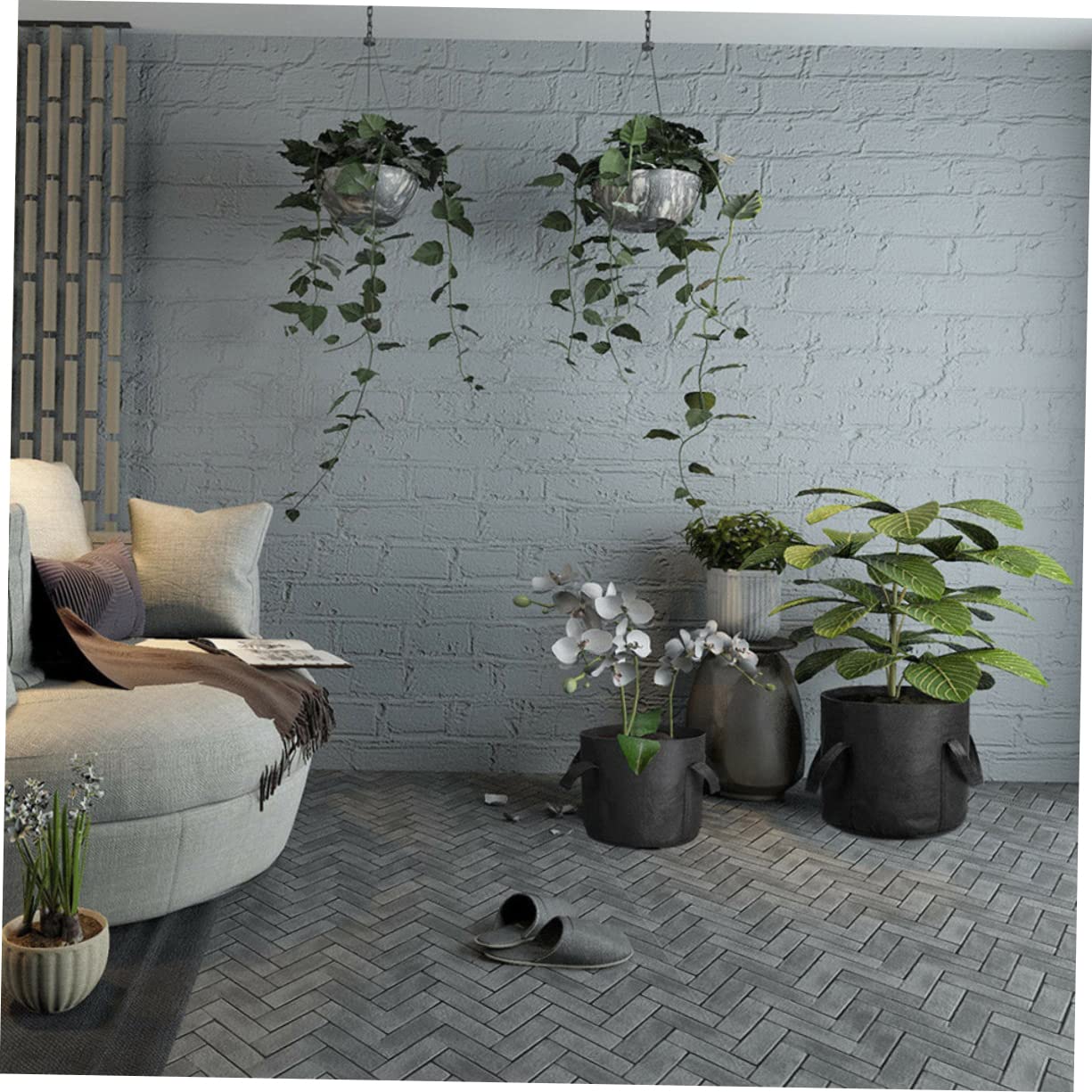 6 Pezzi Sacchi da Coltivazione in Feltro Neri, Manici Portatili, Riutilizzabili, per Piante e Succulente, Giardino e Patio