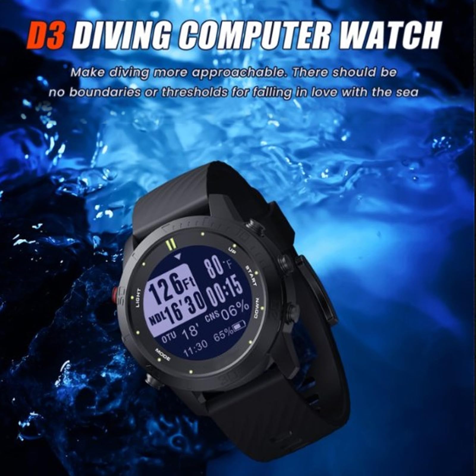 Alomejor COMPUTADORA DE Buceo Scuba BUCHA Reloj COMPUTADORA DE DIVELA con Modo DE Buceo Profesional DE 100 M Batería DE 320 MAh Modos DE Deportes Múltiples Notificaciones Inteligentes para