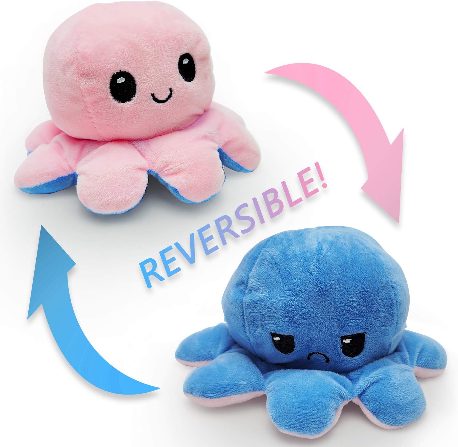 Jeffbaubl Octopus Soft Toy Double-Sided Flip Soft Reversible Octopus Plus Stuffed Animals Doll, Cute Soft Reversible Octopus Stuffed Animals Doll as A Gift for Kids (Pink and Royal Blue)