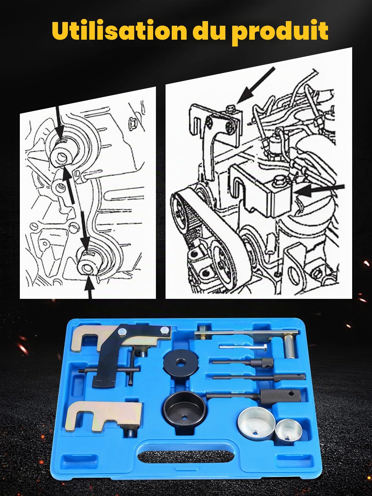 Outil de Réglage Moteur, Outil pour Courroie Dentée Compatible avec Renault, Nissan, Opel Diesel 1.5, 1.9, 2.2, 2.5 DCI