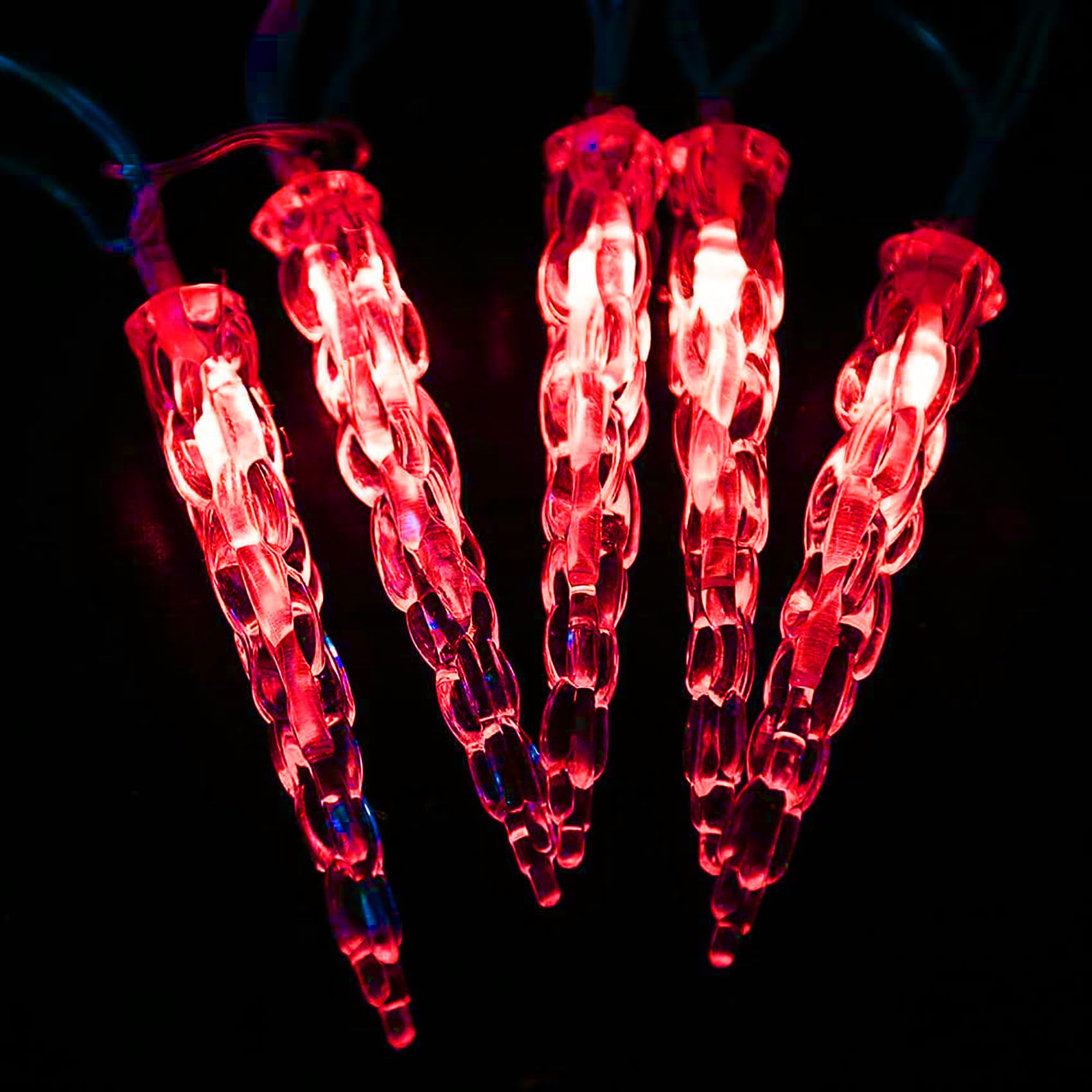 Guirlande lumineuse LED stalactites, 10 m / 100 LED, rideau lumineux électrique en acrylique cristal avec câble d'alimentation (rouge)