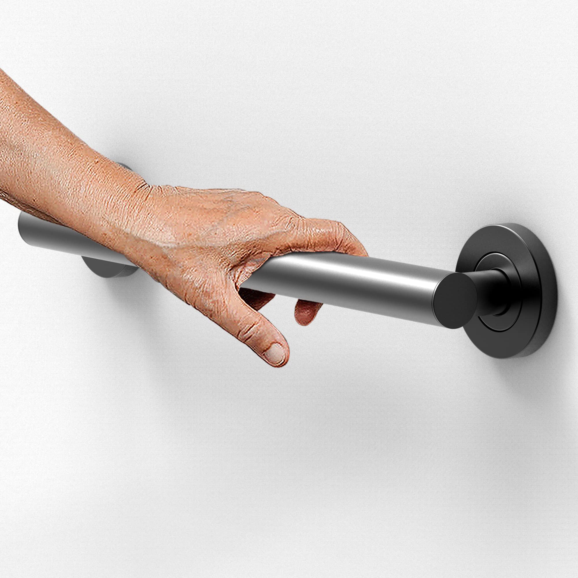 Barra di sicurezza decorativa da bagno, 1-1/4" conforme ADA, 226,8 kg, supporto per bilanciamento del peso (30,5 cm, nero opaco)