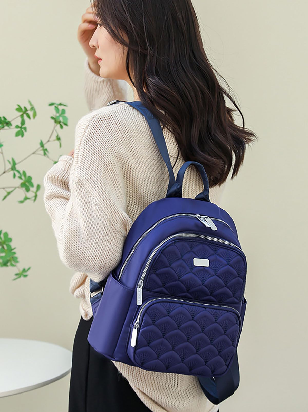 POPUCT Small Nylon Backpack Purse Fashion Lightweight Waterproof Daypack for Women(blue)