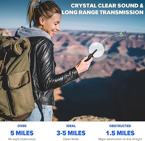 Miniatura 4 de Wishouse Walkie Talkies para adultos de largo alcance recargable, paquete de 4 radios de 2 vías, accesorios de senderismo, equipo de campamento,