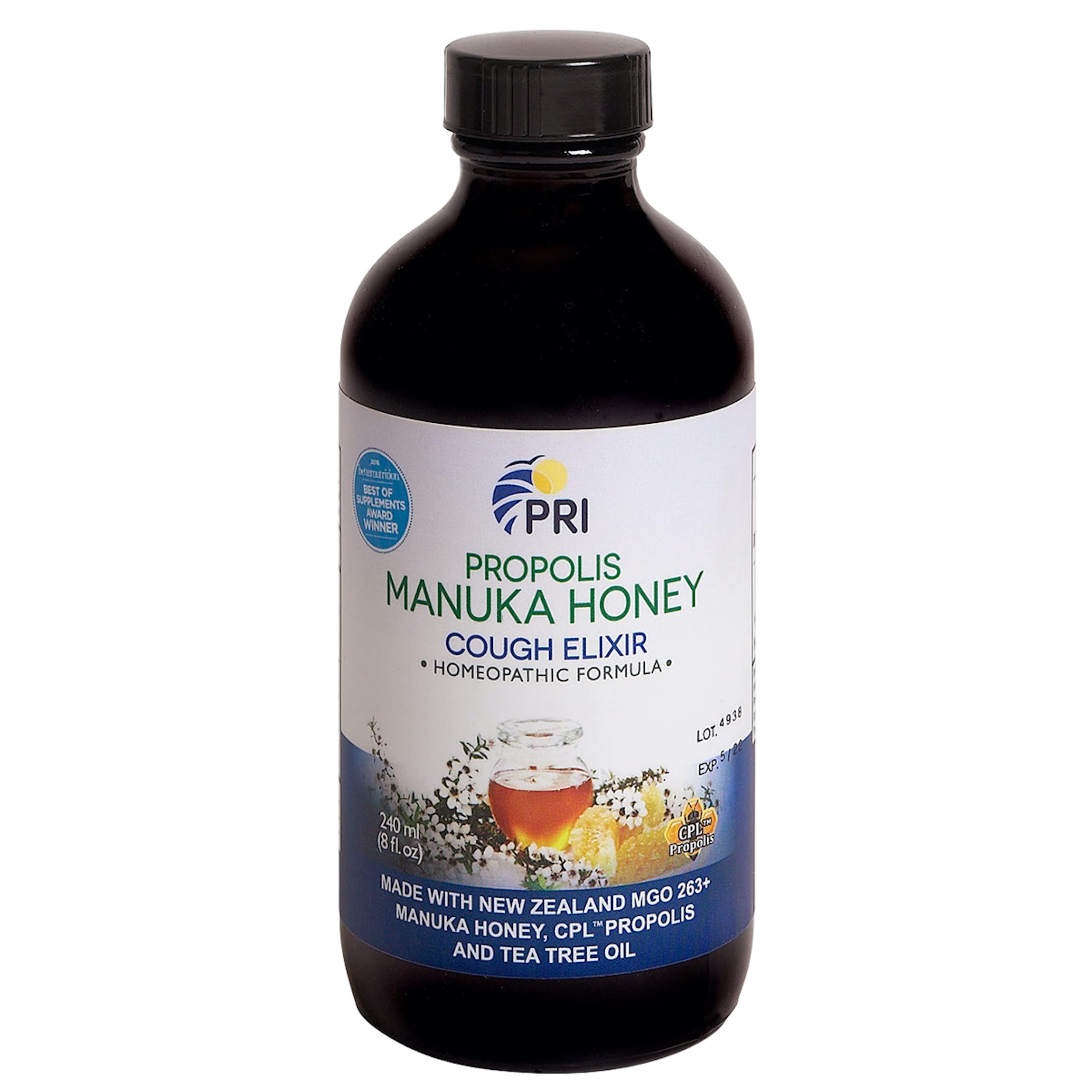 Buy PRI Natural Dry Cough Syrup with Manuka Honey, Propolis, Tea Tree Oil and Vitamin C Sore