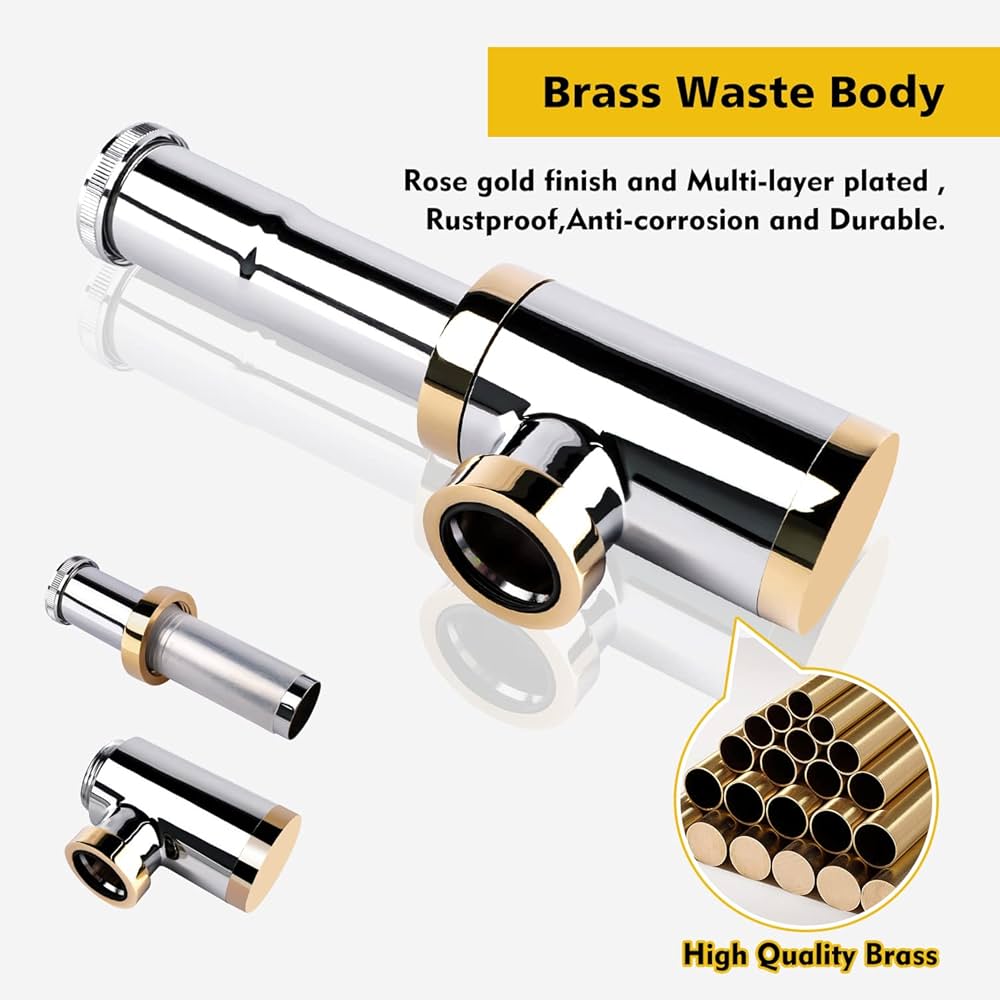 J-TRAP/A→Z Beat JEAPHA Brass Round Bottle P-Trap 1 1/4, Adjustable Bathroom