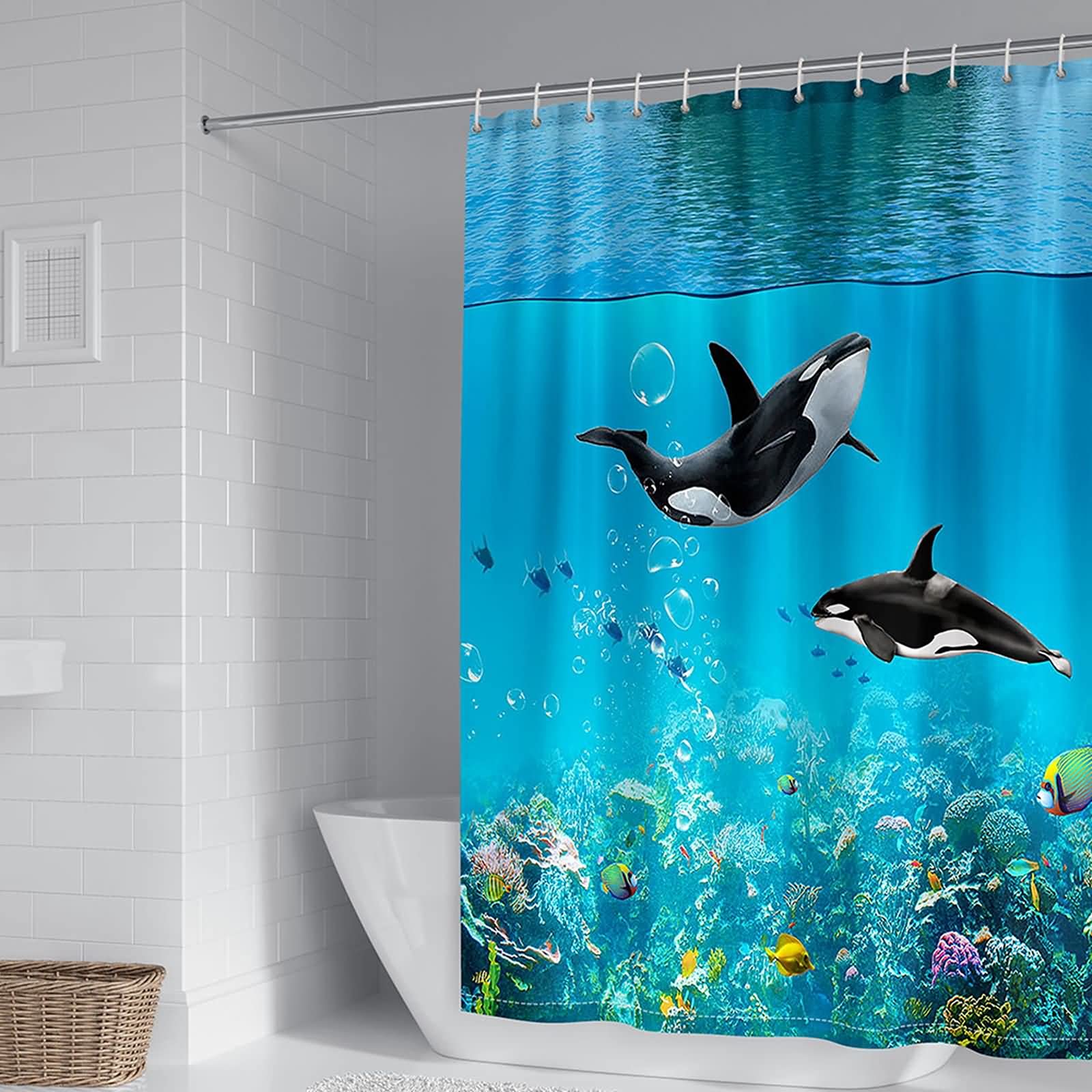 Rideau de douche deux orques KnSam 165x180cm polyester anti moisissure