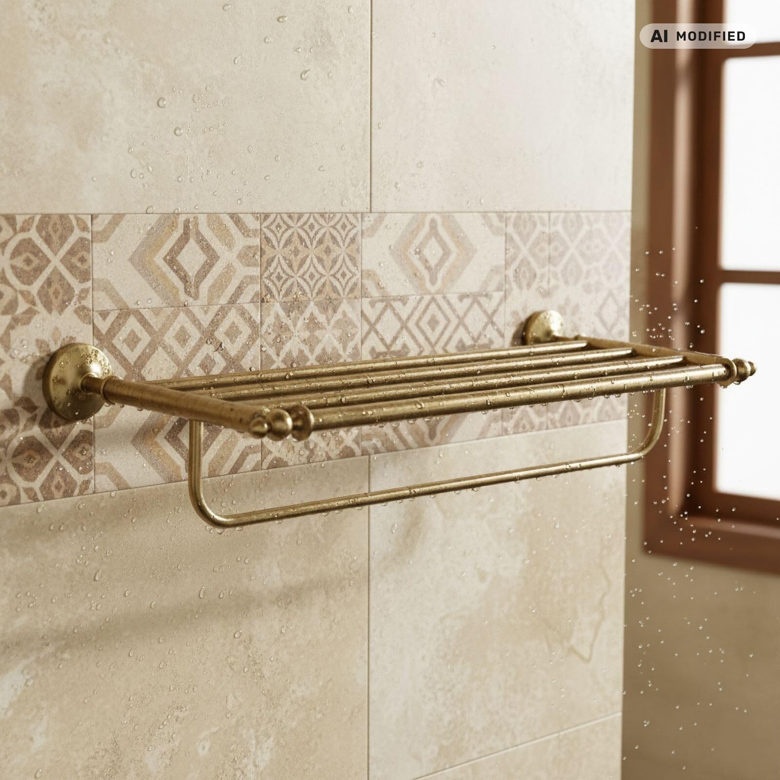 Toallero Estante Nostalgia Bronce Retro - Estante para Toallas de Latón Macizo, Montaje en Pared, Estilo Vintage para Baño