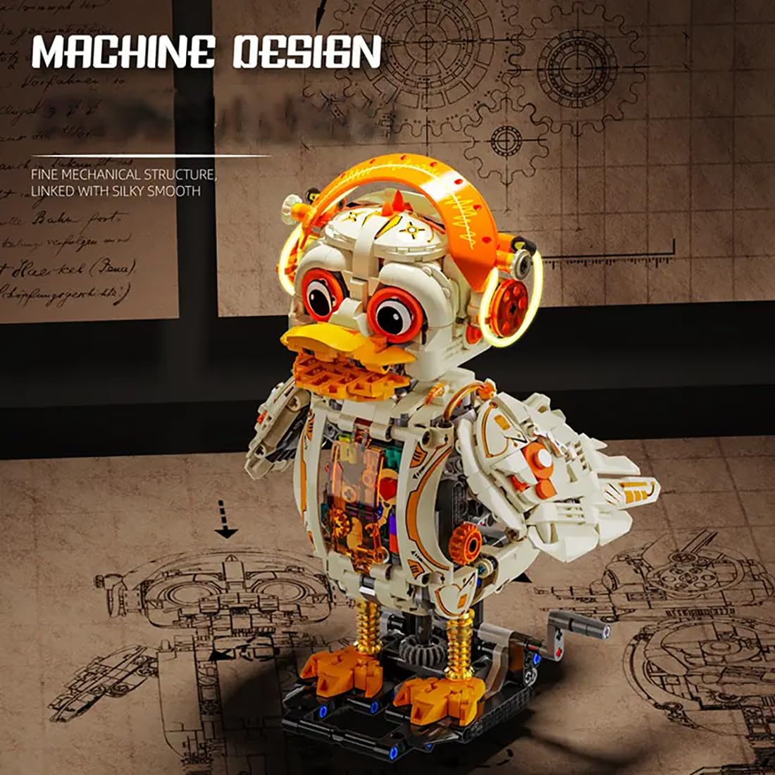 Technik Mechanische Ente Bausteine, 1000+ Teile Steampunk Roboter Ente Modellbausatz, Klemmbausteine MOC Bausatz Bauspielzeug, Kompatibel mit Großen Marken