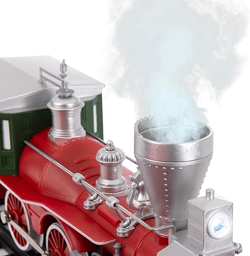 Miniatura 8 de Lionel North Pole Express - Juego de tren de juguete de batería con control remoto, locomotora, vagones de tren y pista con sonidos auténticos de