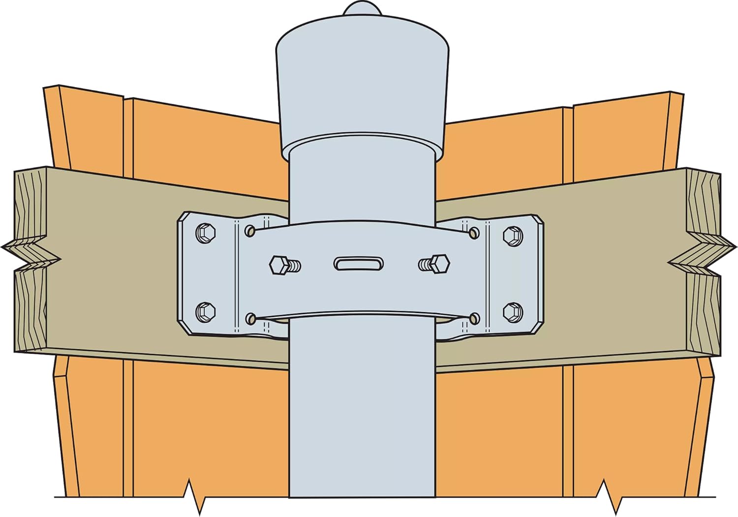 Simpson Strong-Tie PGTIC2Z-R PGTIC ZMAX Galvanized Inside-Corner Pipe Grip Tie for 2 in. Pipe