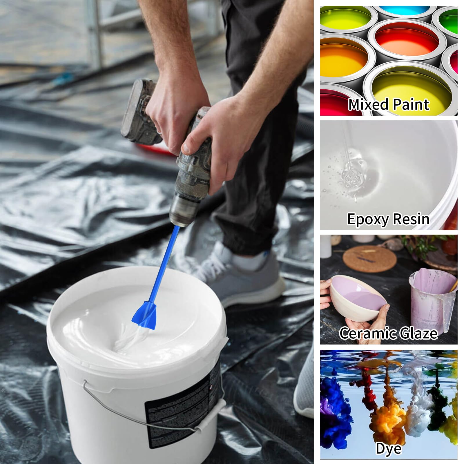 Alnicov 4x Silikon Rührstäbchen - Epoxidharz Mischpaddel Für 1/4" Bohrer