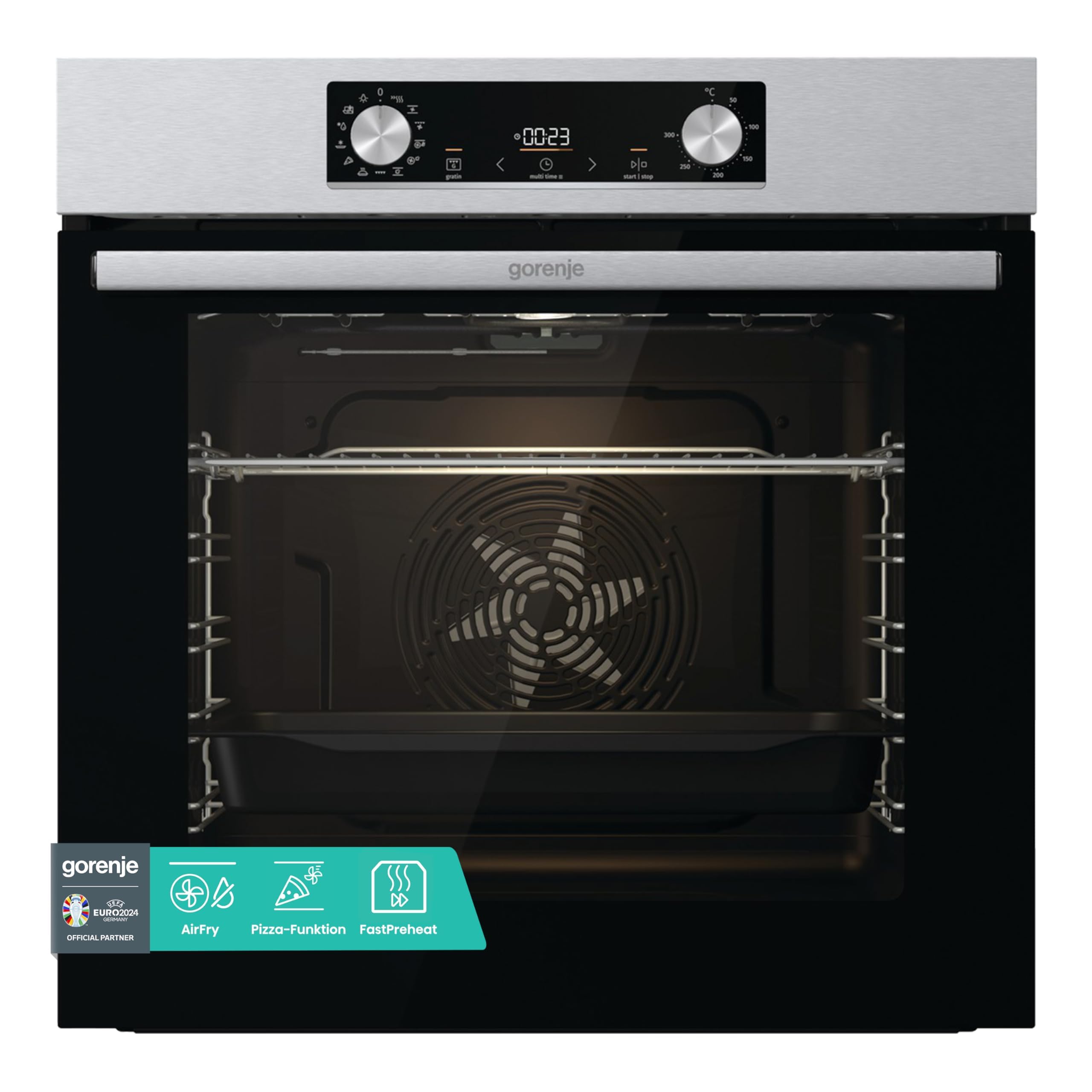 Gorenje OptiBake BOS 6737 E02X Four encastrable / 77 L/AquaClean/Air chaud/ExtraSteam/AirFry/PerfectGrill/Pizzamode 300 °C/Acier inoxydable