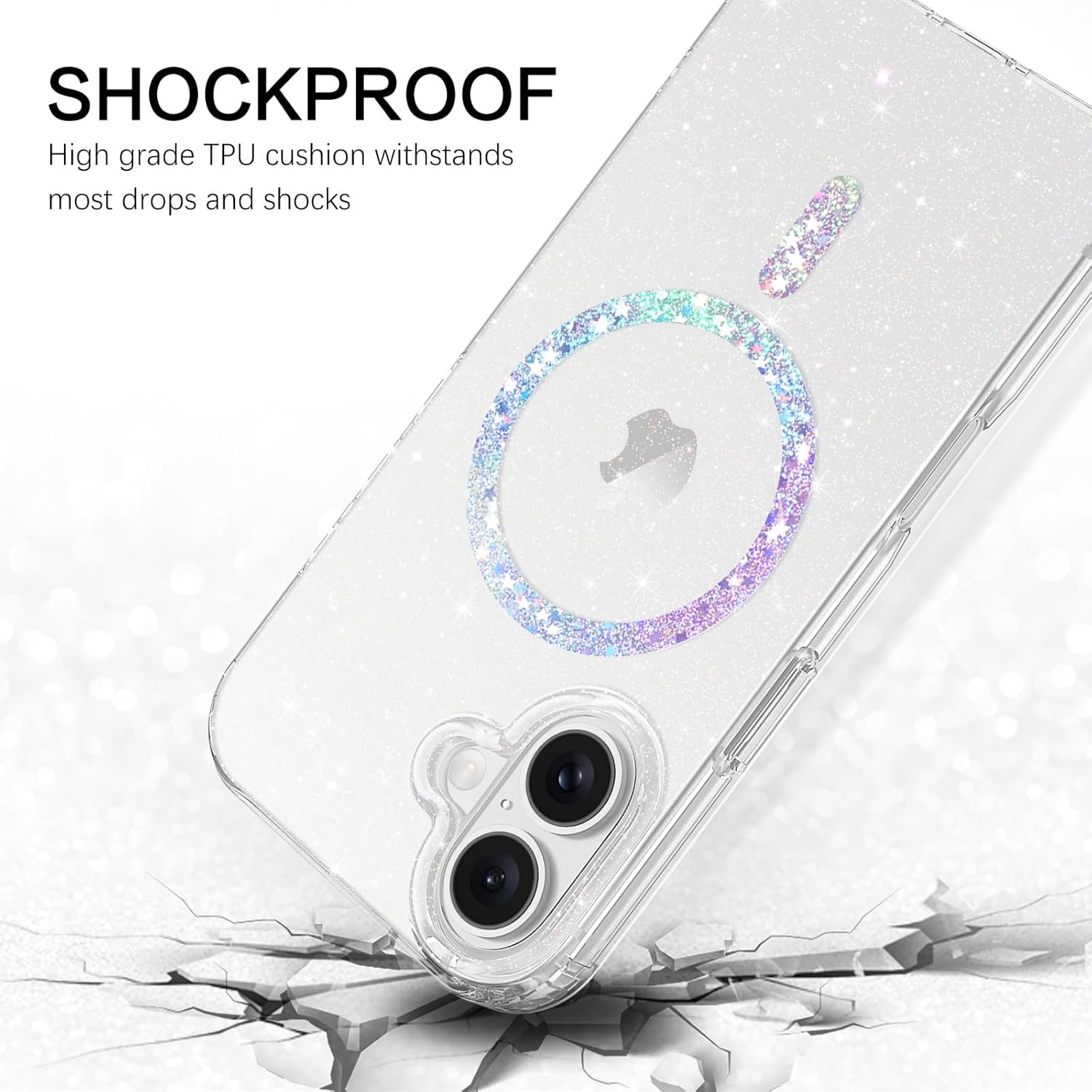 BENTOBEN Magnetic for iPhone 16 Plus Case, Clear Crystal Glitter 16Plus Phone Case Compatible with MagSafe, Shockproof Sparkly Cute Women Girl Cover for iPhone 16Plus 6.7 inch, Clear Bling Glitter - Image 8