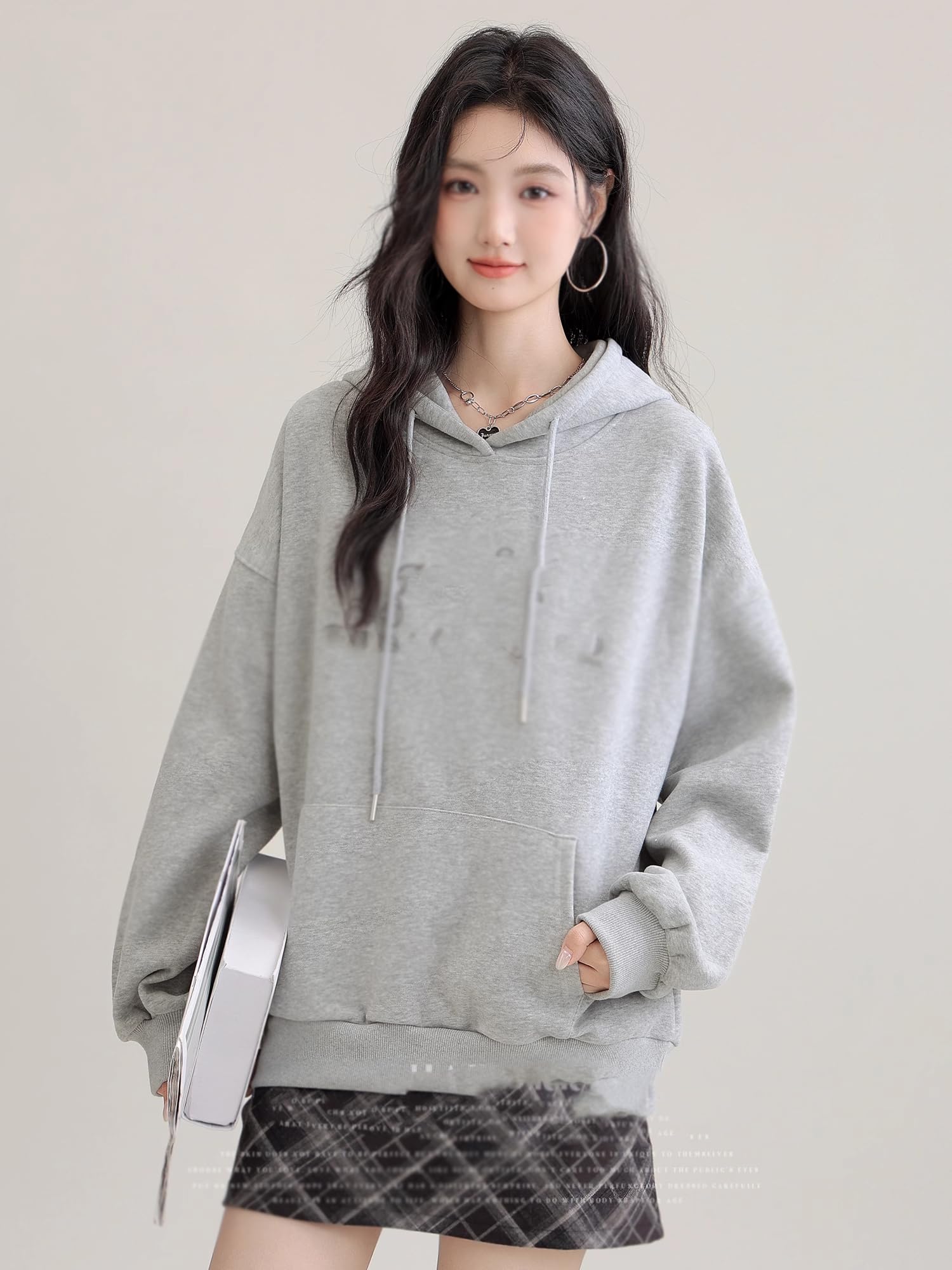 Sudadera Vintage para Mujer, con Capucha, Forrada de Felpa, Estilo Callejero